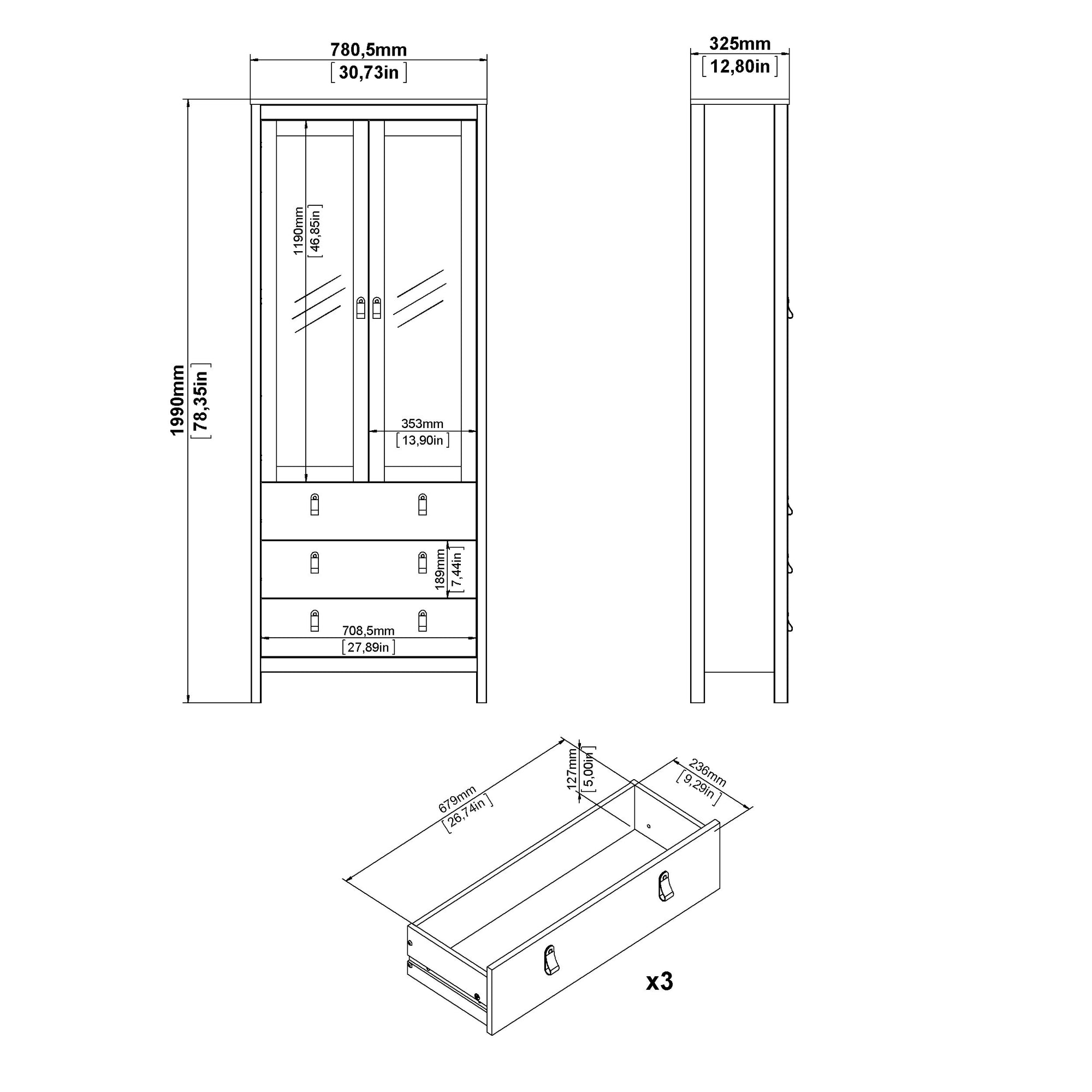 ROARO | ספריה ממלמין וזכוכית, עם מגירות ומדפים סגורים