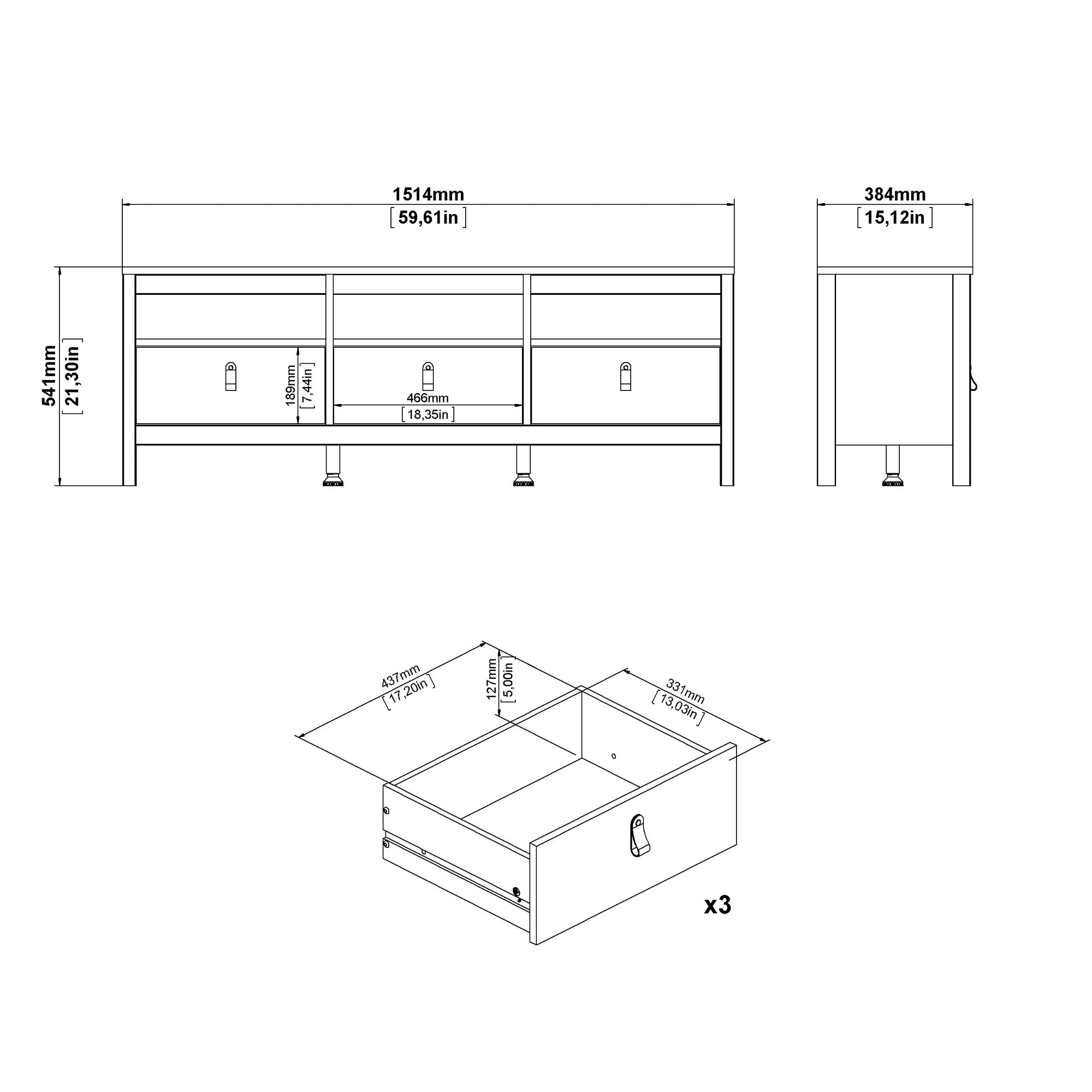 RUNAT | מזנון נורדי ממלמין, עם מגירות ומדפים פתוחים
