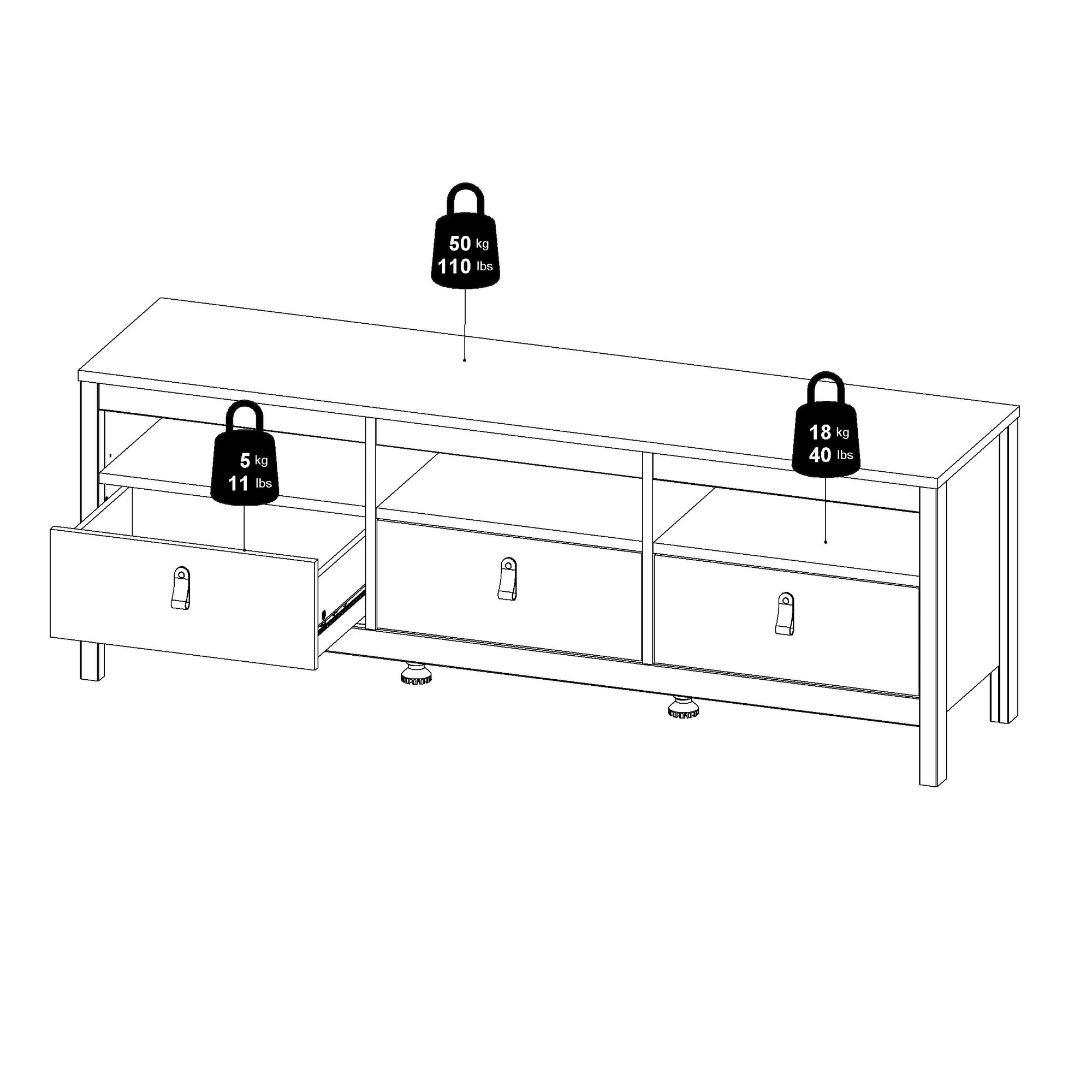 RUNAT | מזנון נורדי ממלמין, עם מגירות ומדפים פתוחים