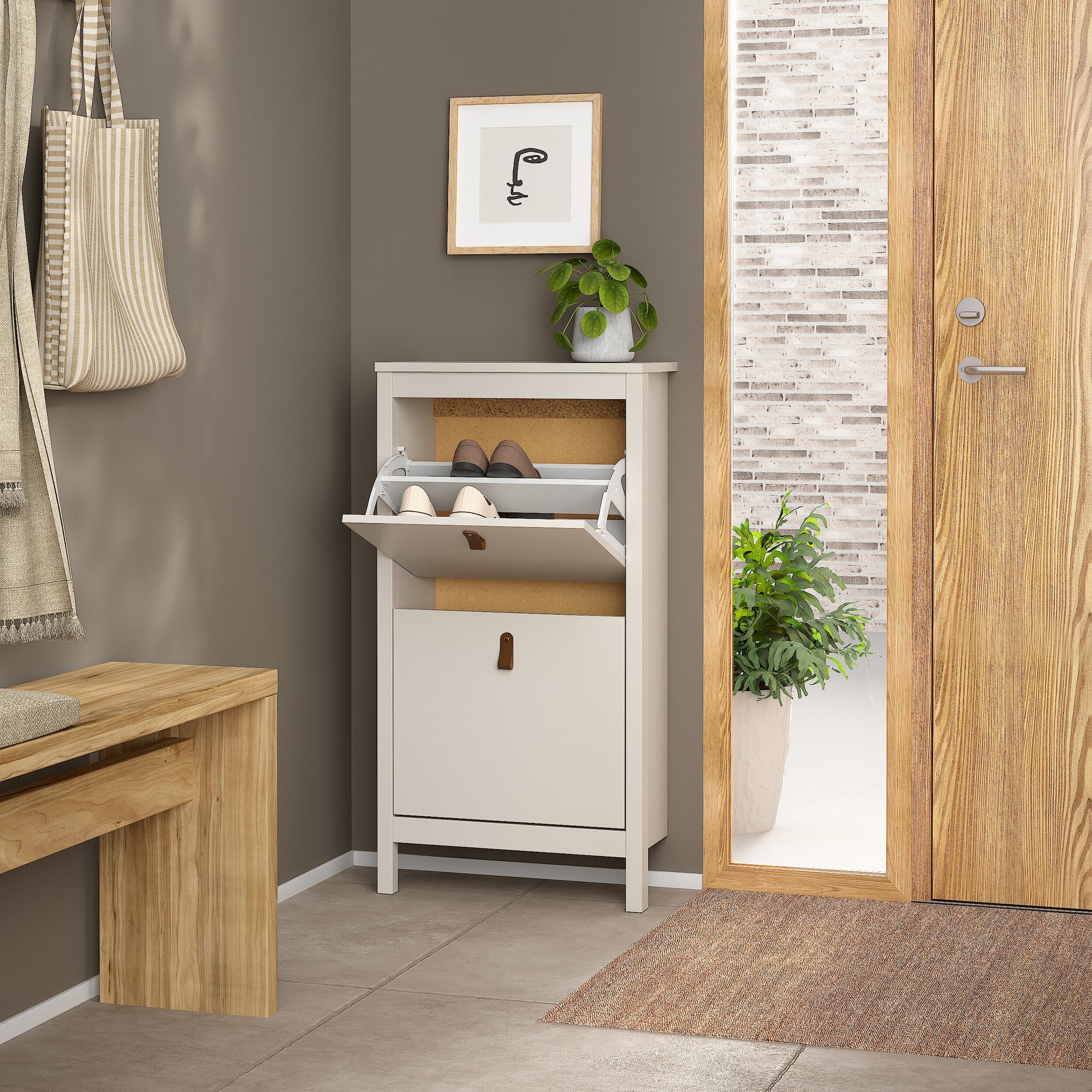 MOLU | ארון נעליים ממלמין, עם מדפים כפולים