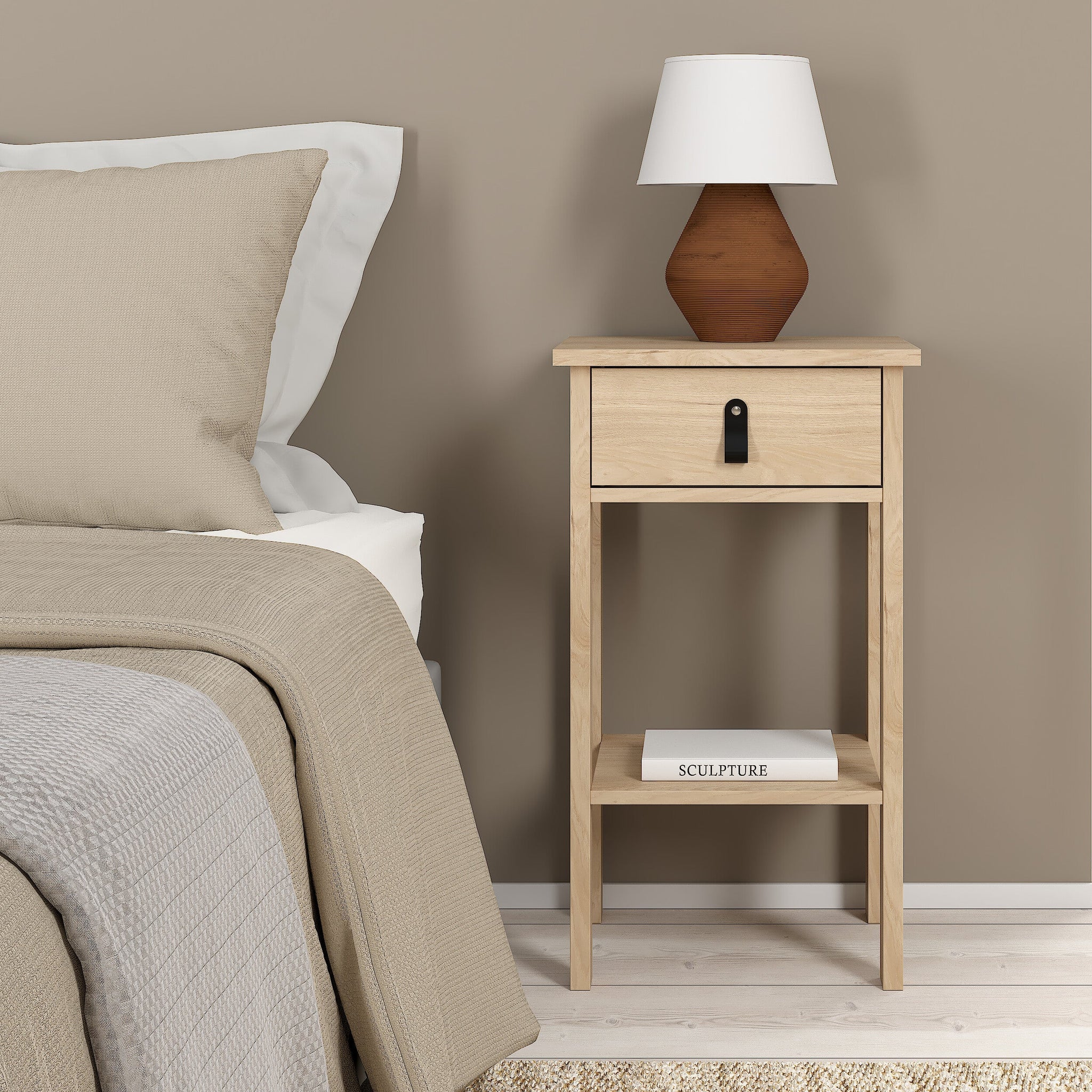 GRAIN | שידת לילה 40/35 ס"מ, עם מגירה ומדף פתוח - KUALA