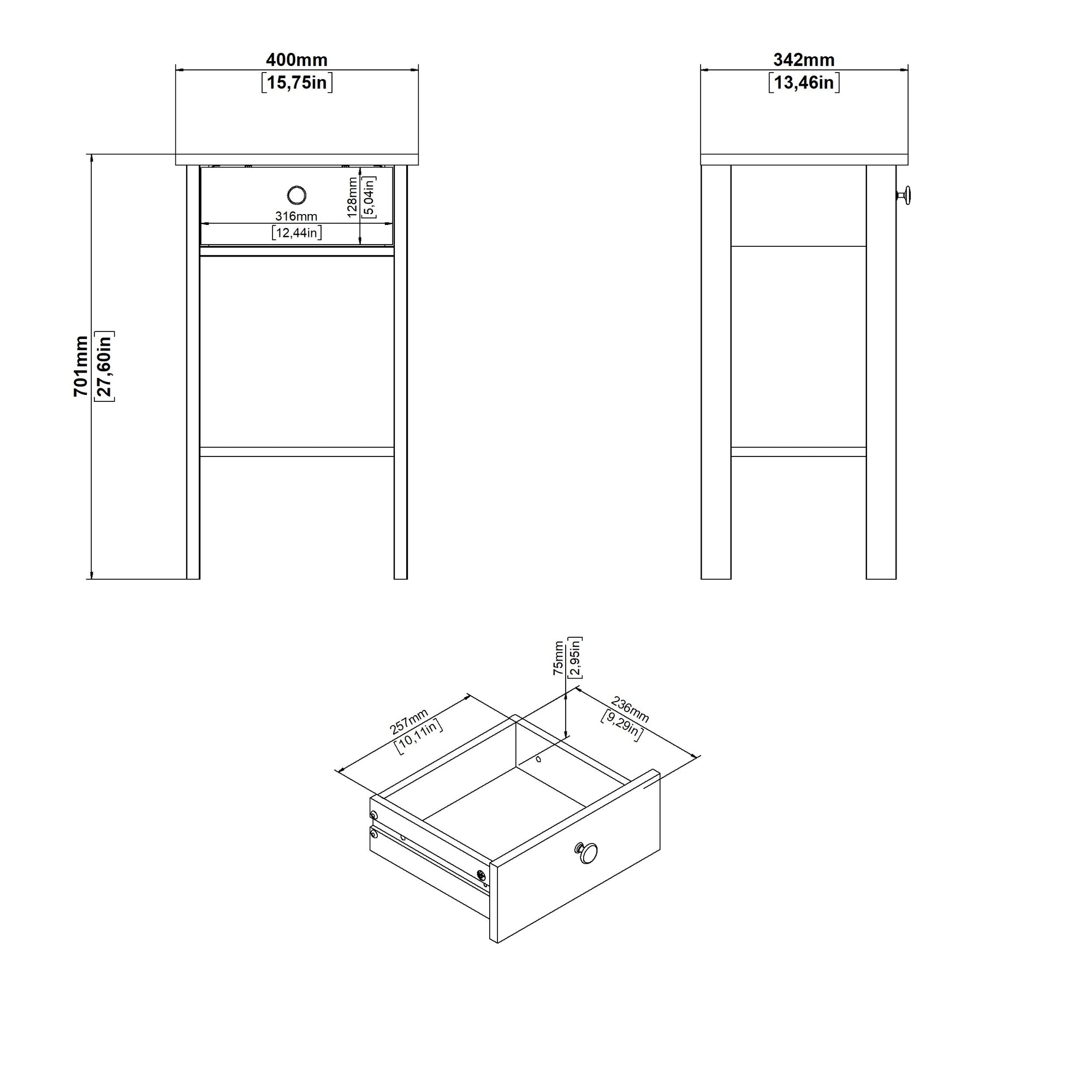 GRAIN | שידת לילה 40/35 ס"מ, עם מגירה ומדף פתוח - KUALA