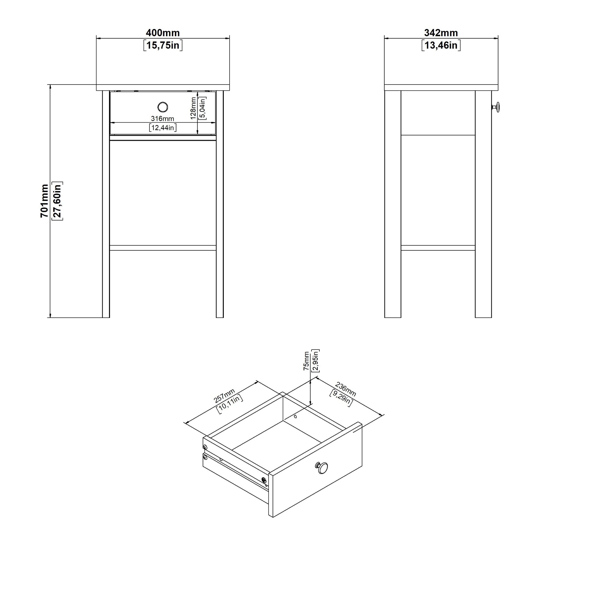 GRAIN | שידת לילה 40/35 ס"מ, עם מגירה ומדף פתוח - KUALA