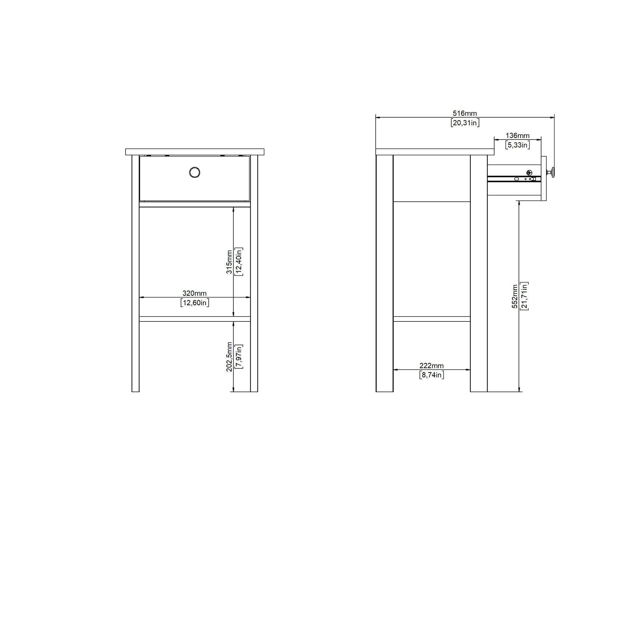 GRAIN | שידת לילה 40/35 ס"מ, עם מגירה ומדף פתוח - KUALA
