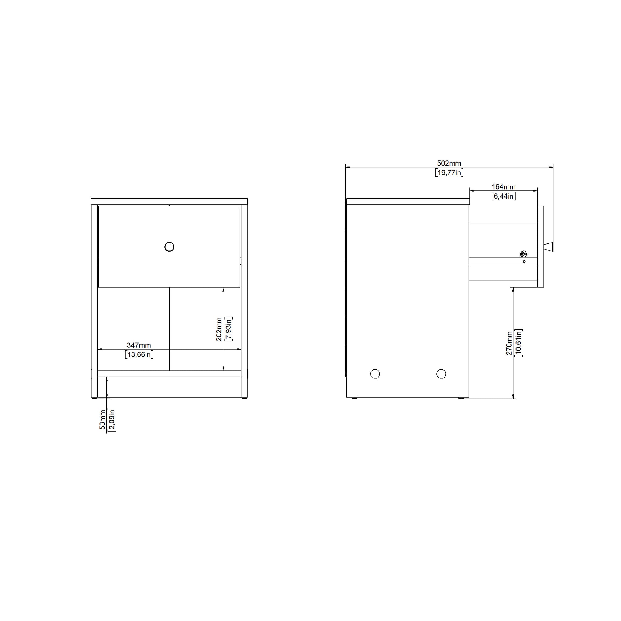 GEM | שידת לילה 38/30 ס"מ, עם מגירה ומדף פתוח - KUALA