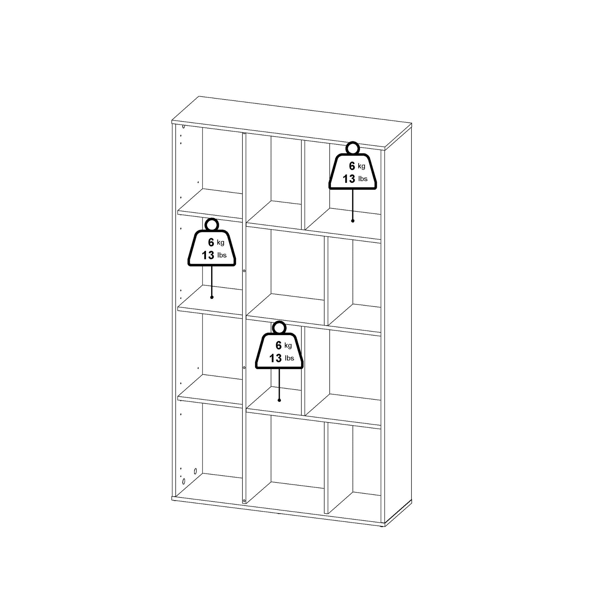 FLINTO | ספריה עם מדפים פתוחים ודלת - KUALA