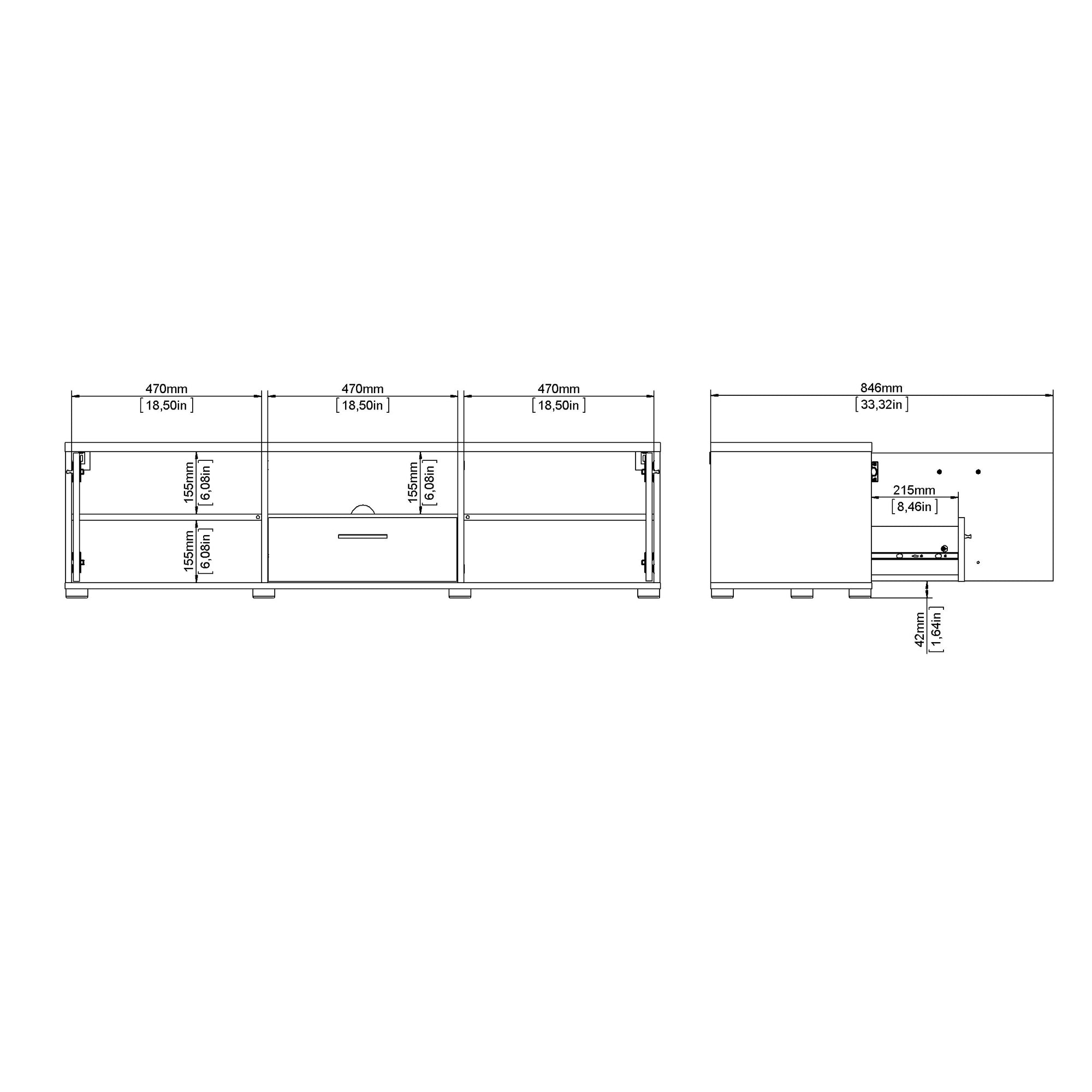 BLOMIK | מזנון נורדי ממלמין, עם מגירה, מדף פתוח ומדפים סגורים - KUALA