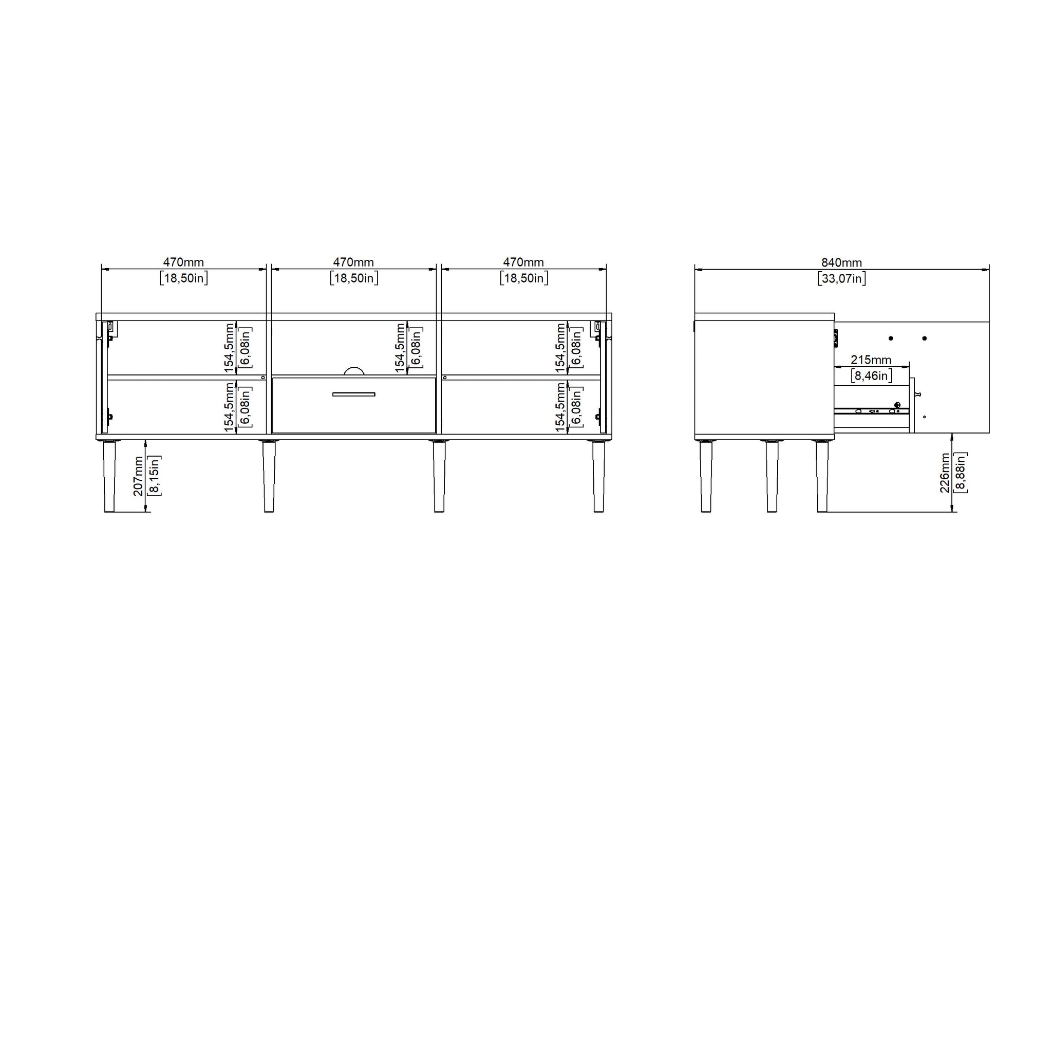 FROSTA | מזנון נורדי עם מגירה, מדף פתוח ומדפים סגורים - KUALA