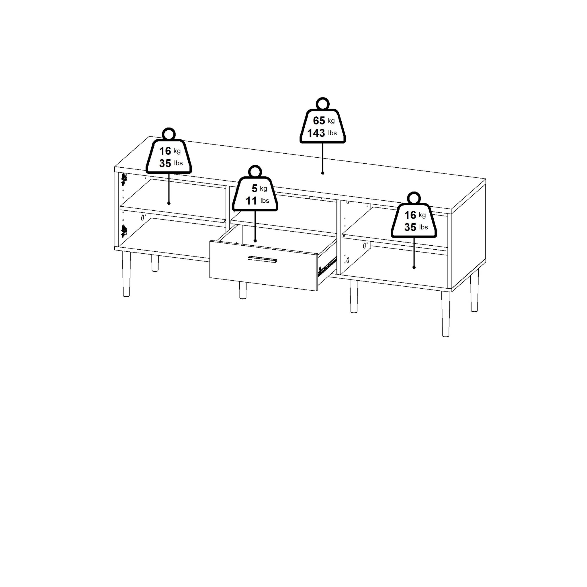 FROSTA | מזנון נורדי עם מגירה, מדף פתוח ומדפים סגורים - KUALA