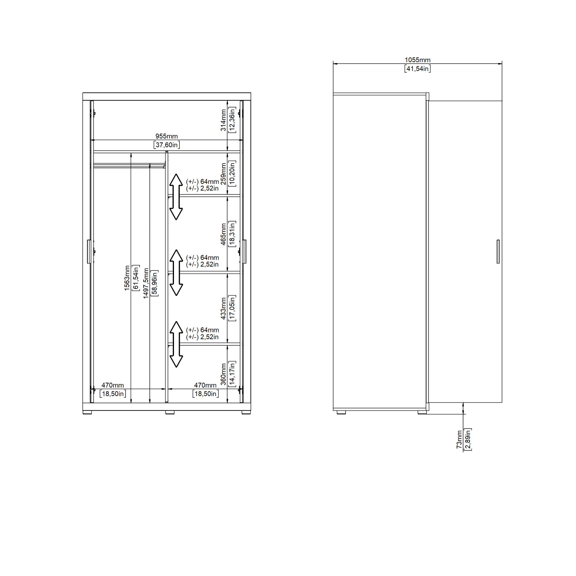 SIGRA | ארון פתיחה עם 2 דלתות בחיפוי מלמין - KUALA