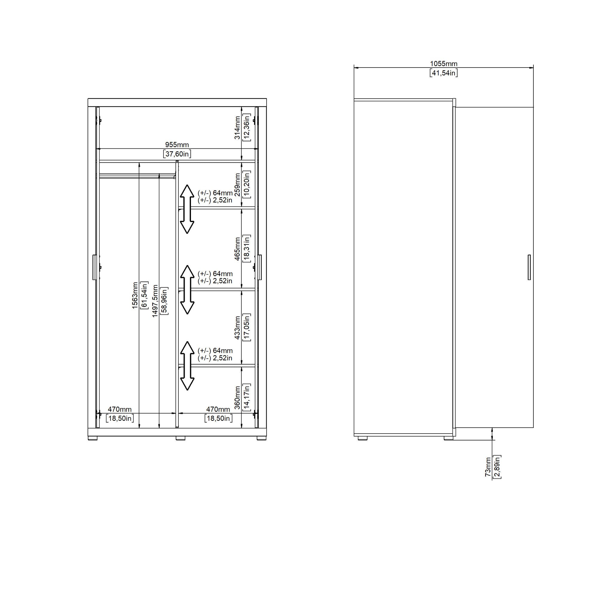 SIGRA | ארון פתיחה עם 2 דלתות בחיפוי מלמין - KUALA
