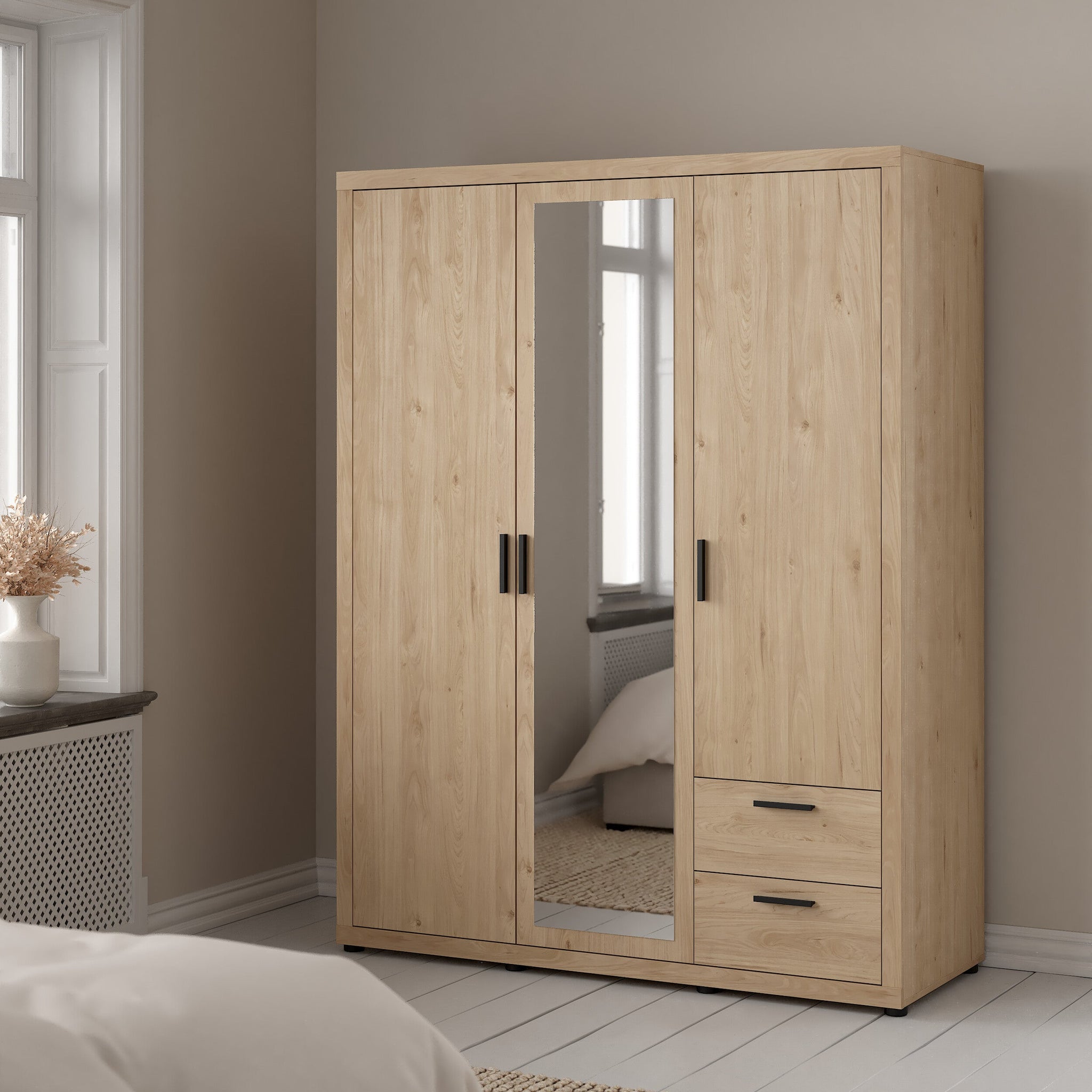 ORNVA | ארון 3 דלתות ו-2 מגירות, בחיפוי מלמין