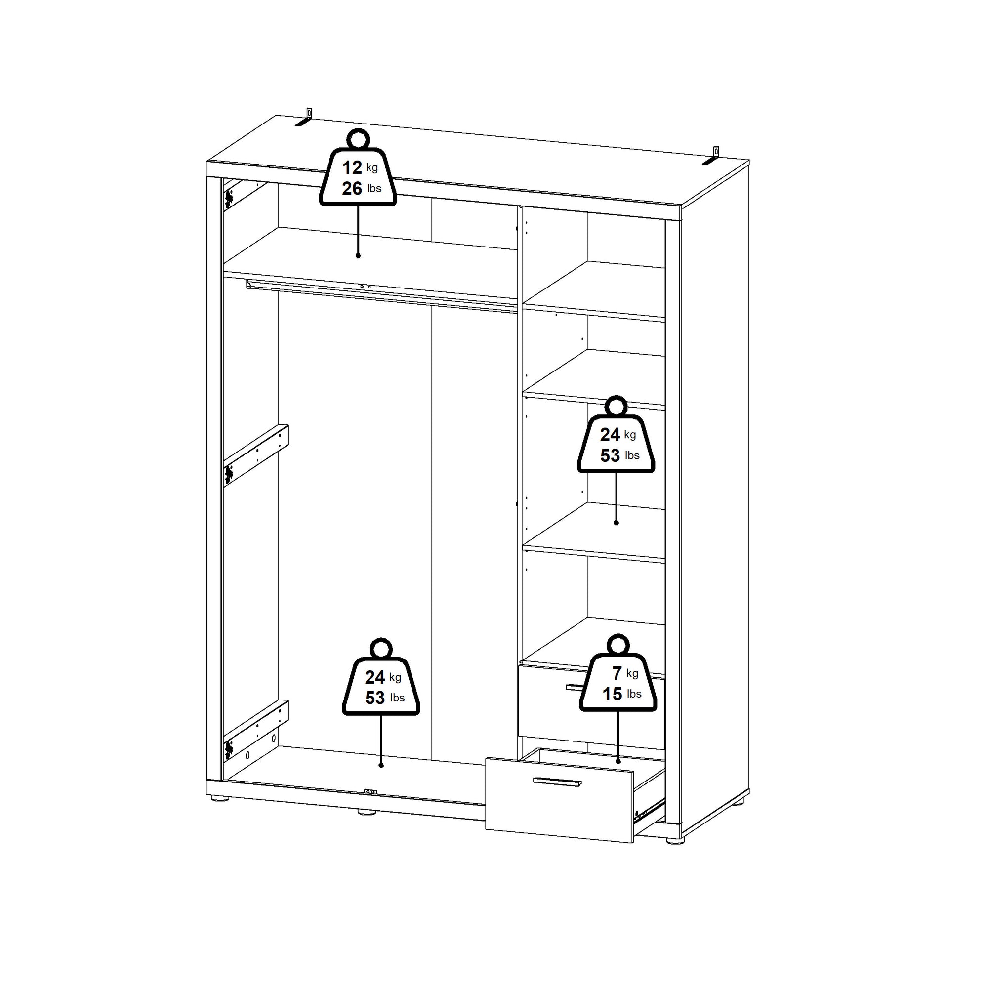 ORNVA | ארון 3 דלתות ו-2 מגירות, בחיפוי מלמין
