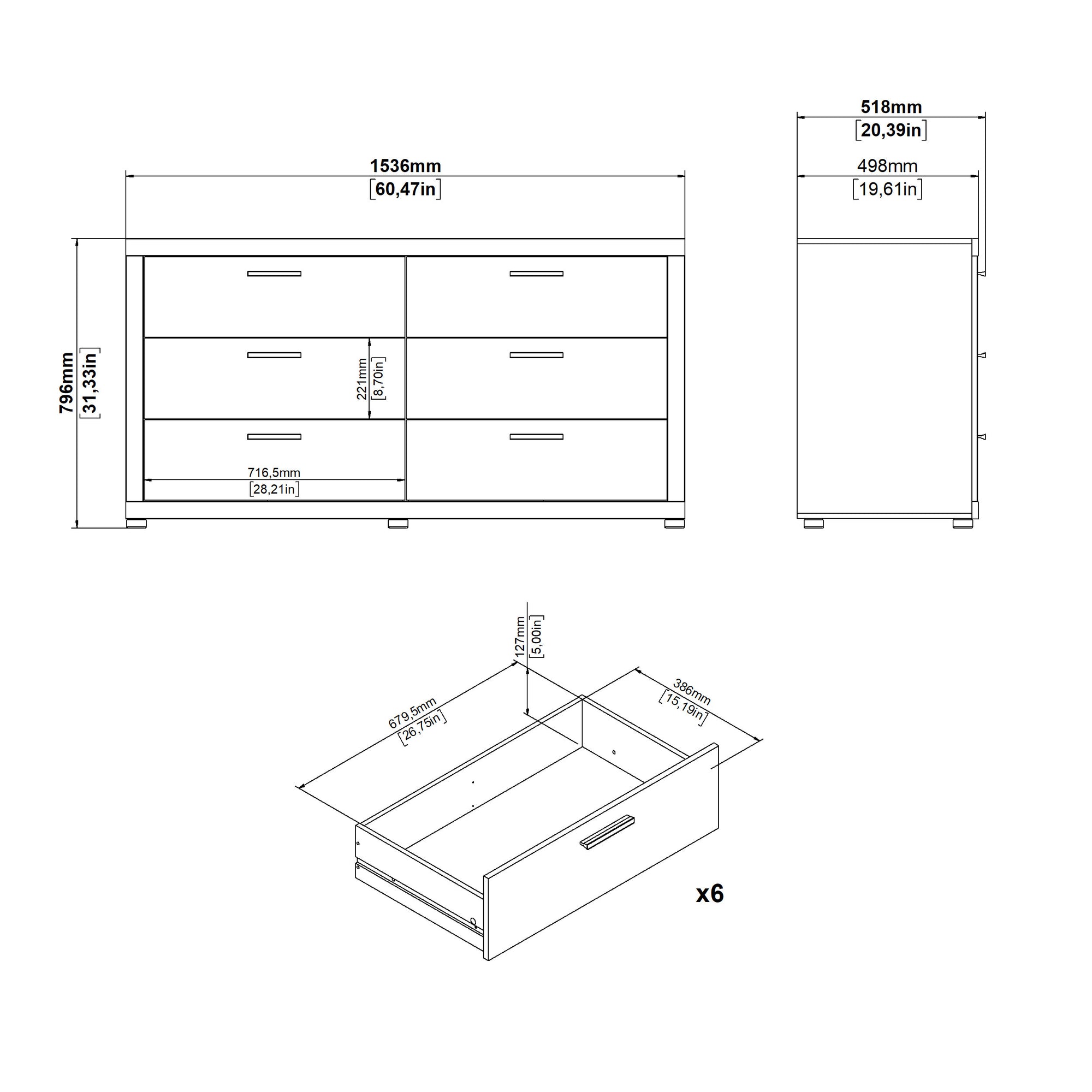 DOLO | קומודה עם 6 מגירות - KUALA
