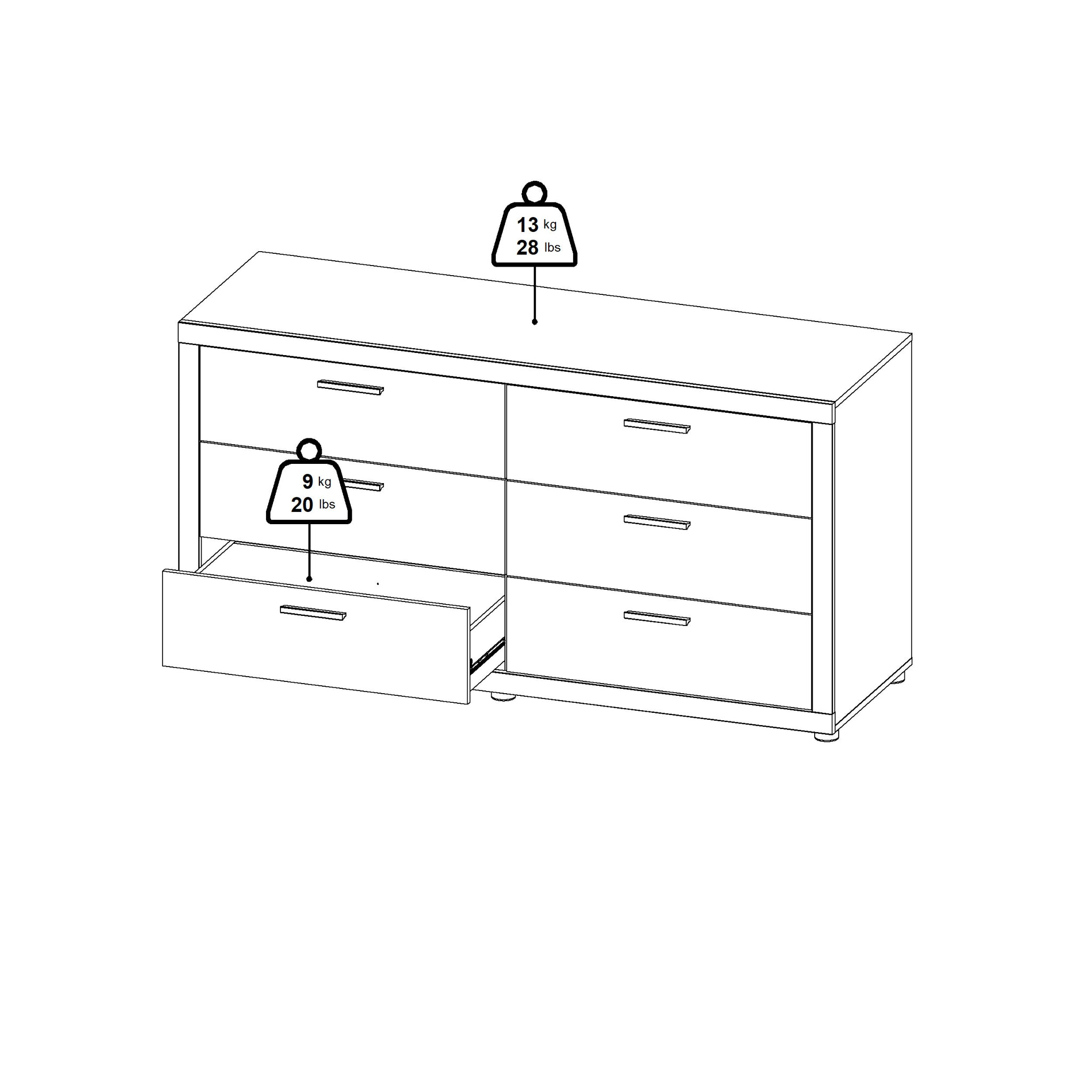 DOLO | קומודה עם 6 מגירות - KUALA