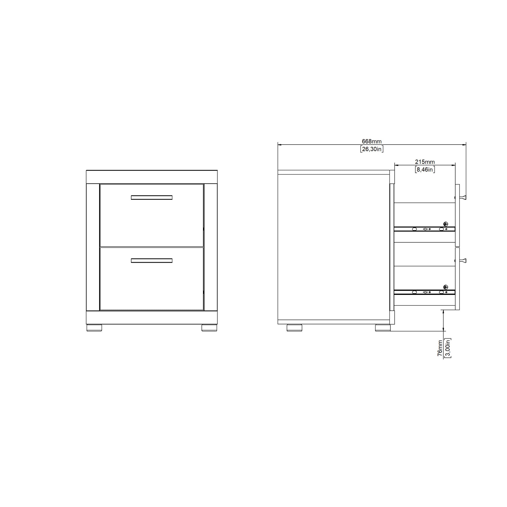 FRAMO | שידת לילה 46/41 ס"מ, עם 2 מגירות - KUALA