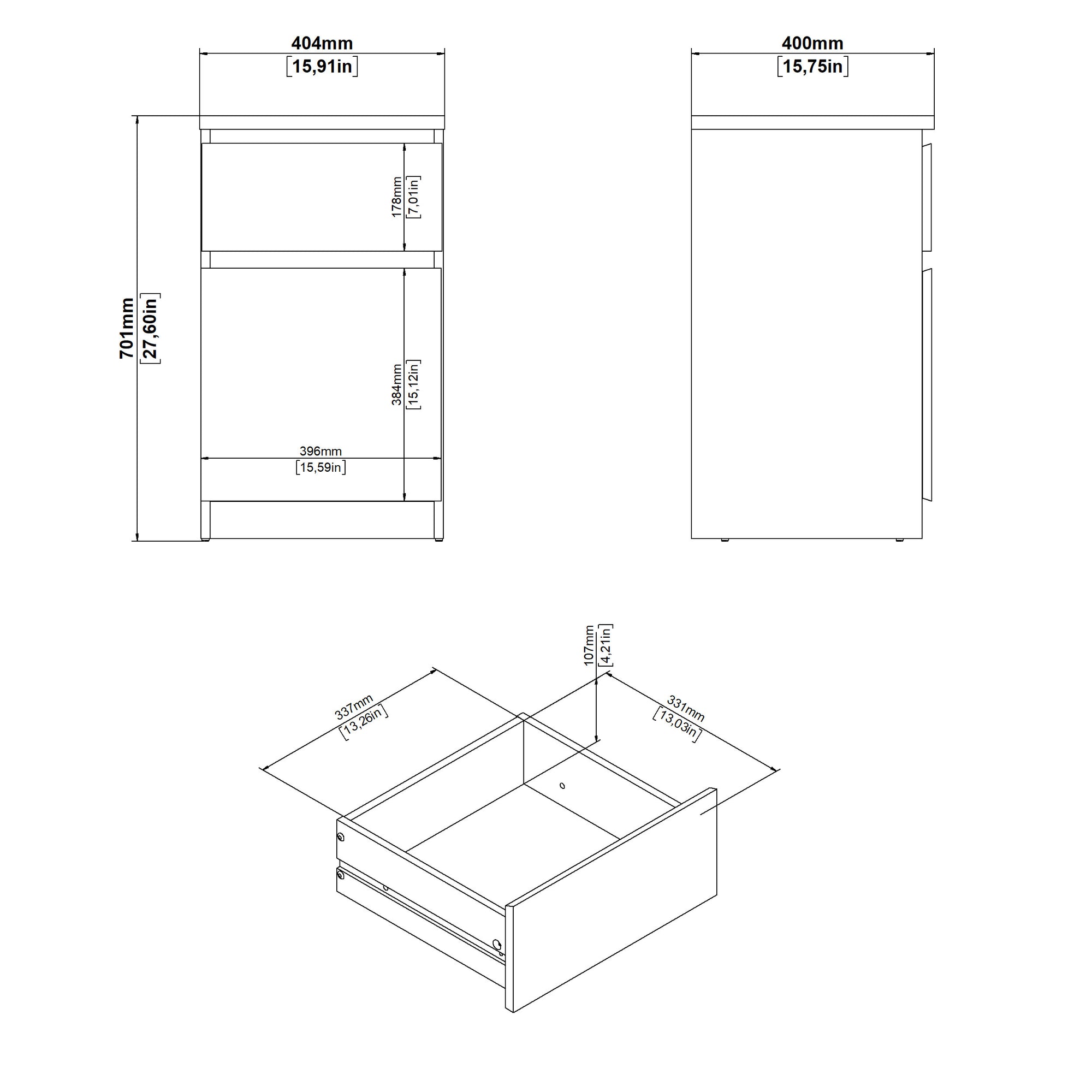 CLOUDI | שידת לילה 40/40 ס"מ, עם מגירה ודלת - KUALA
