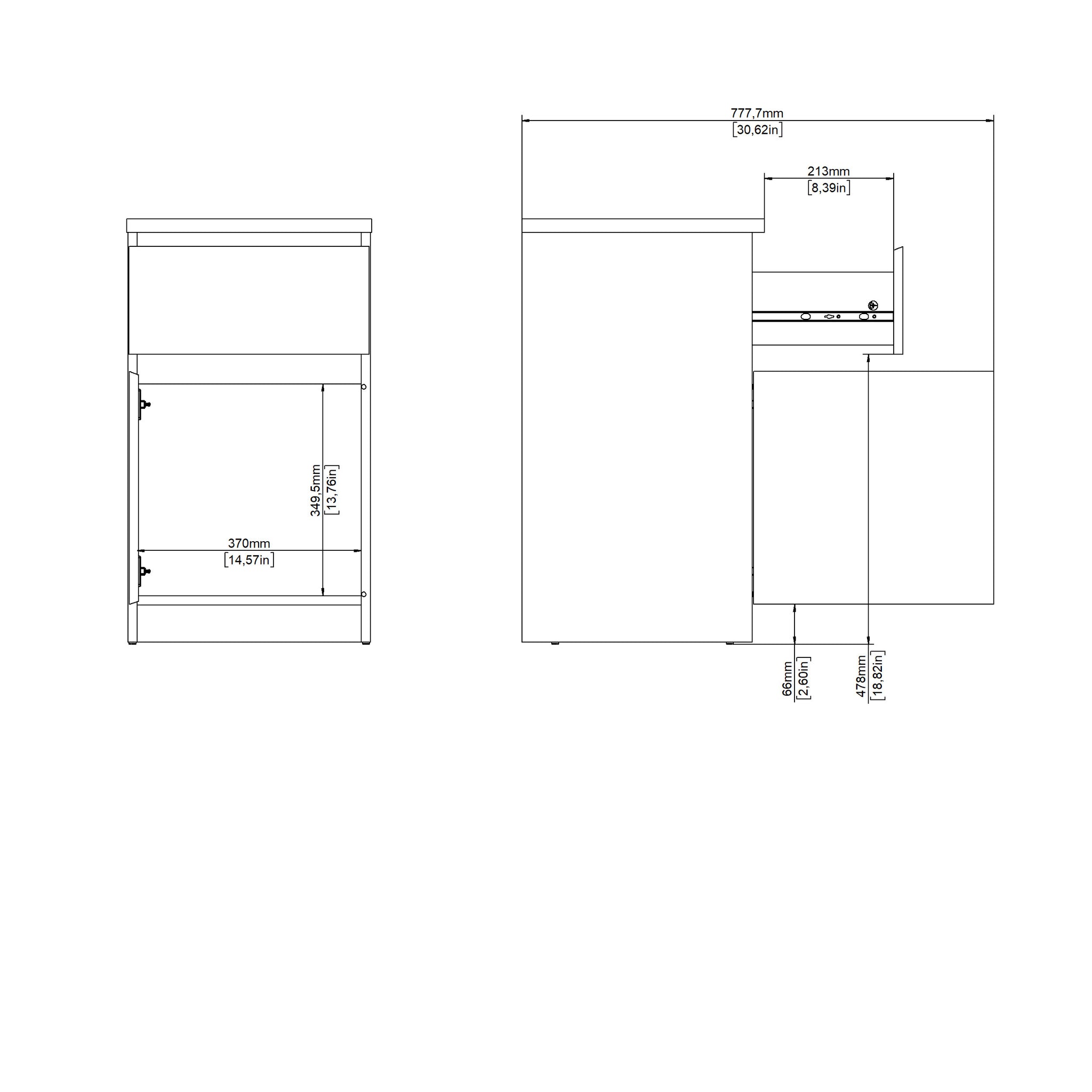 CLOUDI | שידת לילה 40/40 ס"מ, עם מגירה ודלת - KUALA