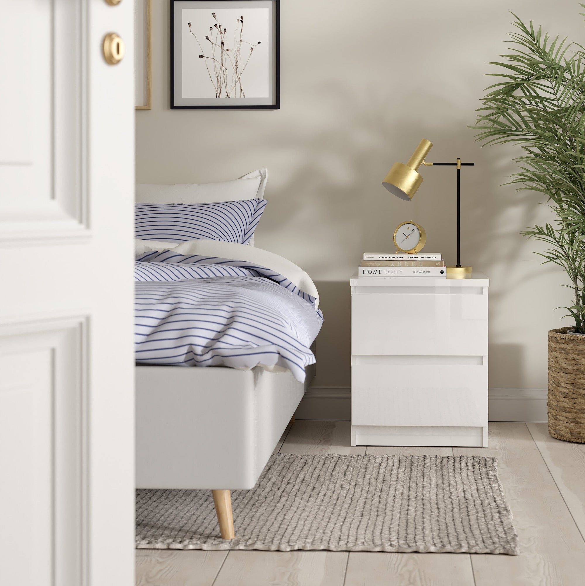 ALFVARD | שידת לילה ממלמין 40/50 ס"מ, עם 2 מגירות