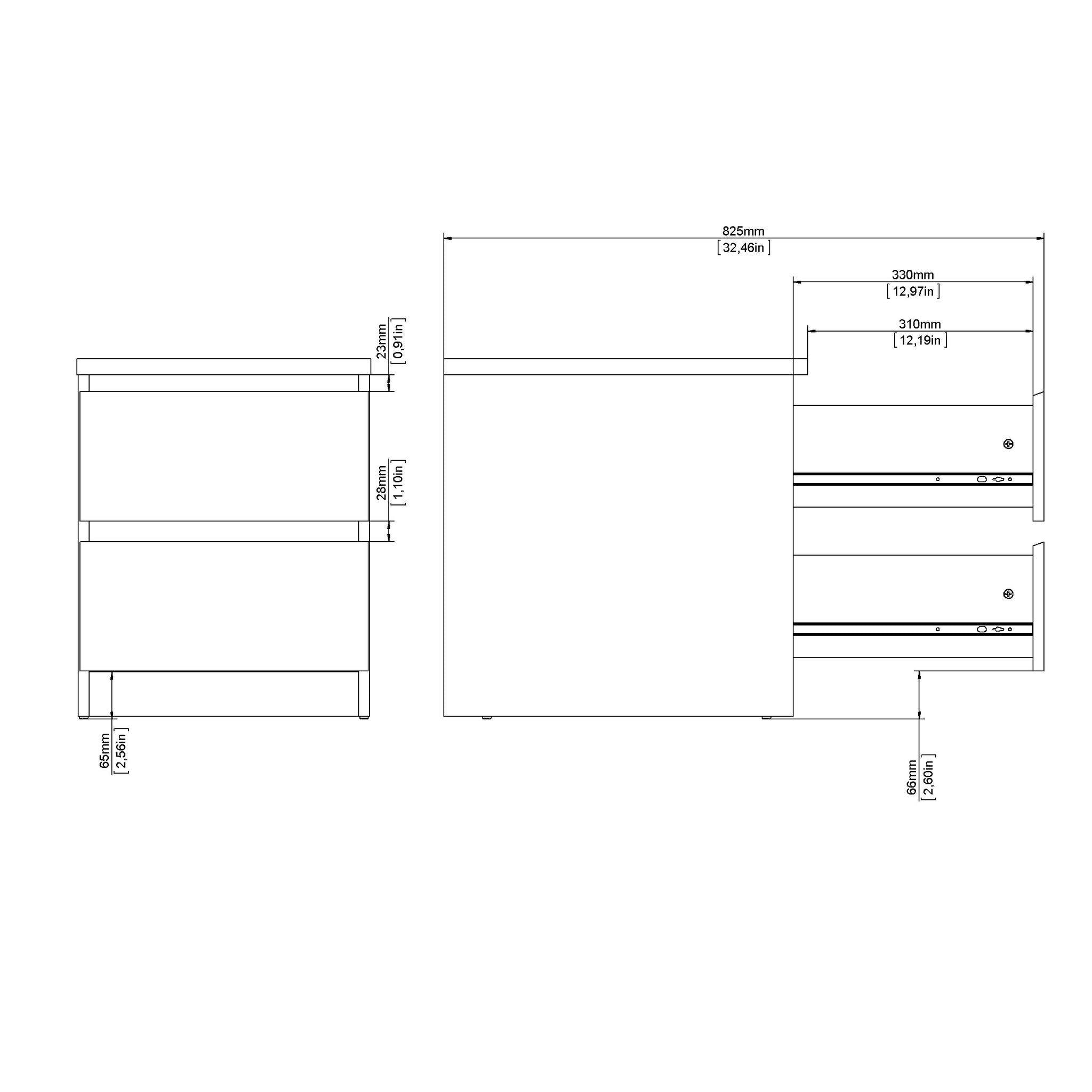ALFVARD | שידת לילה ממלמין 40/50 ס"מ, עם 2 מגירות
