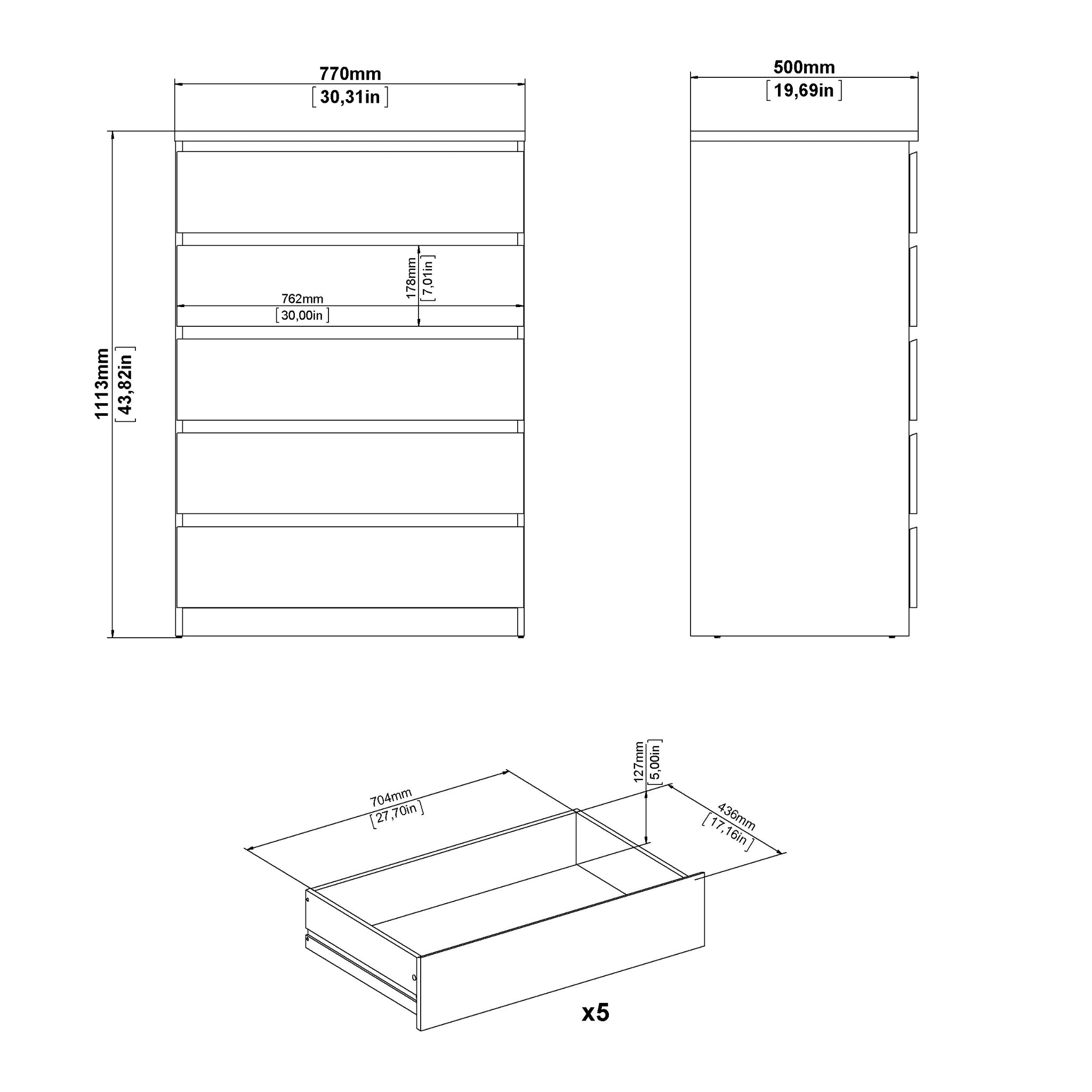 TORV | קומודה ממלמין, עם 5 מגירות