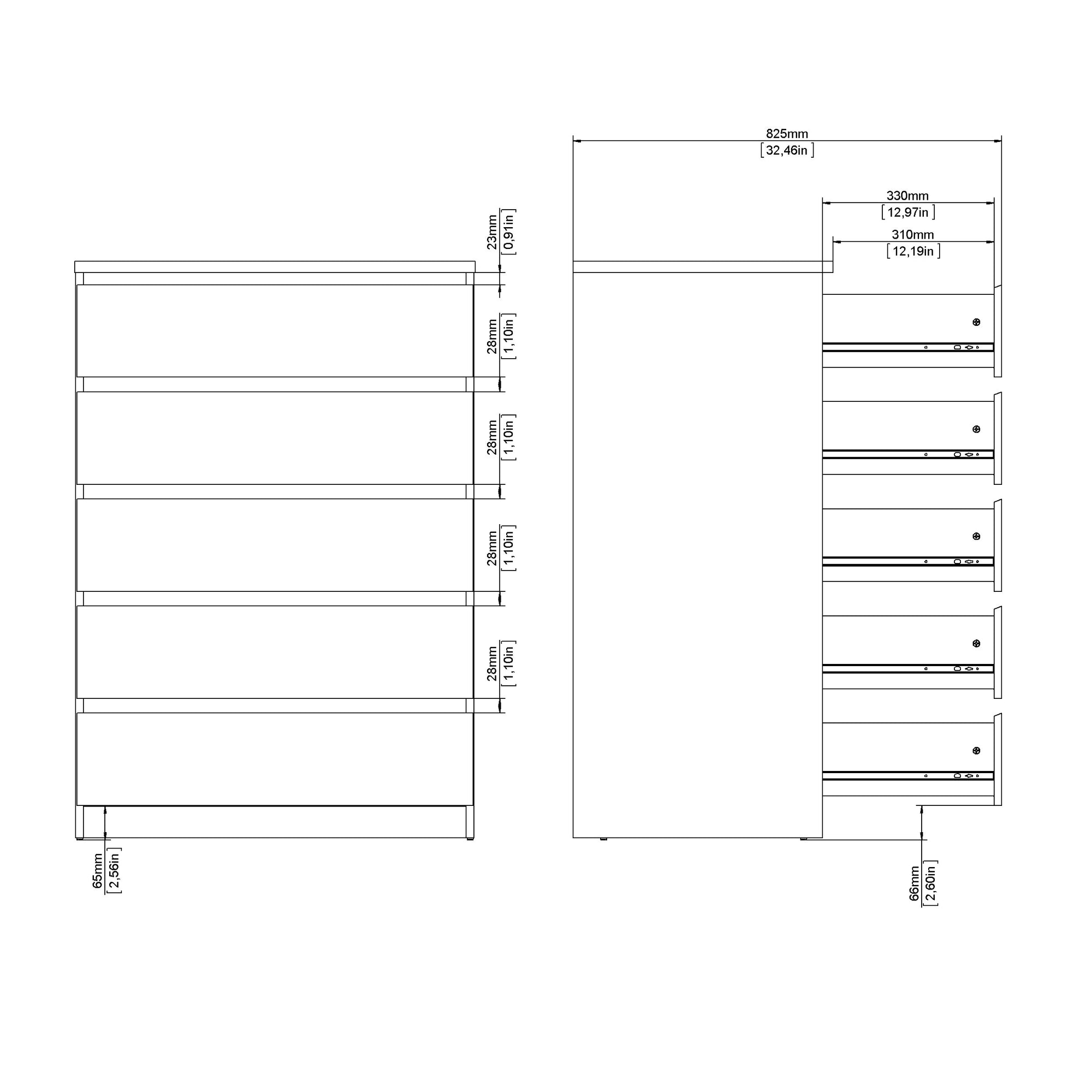 TORV | קומודה ממלמין, עם 5 מגירות