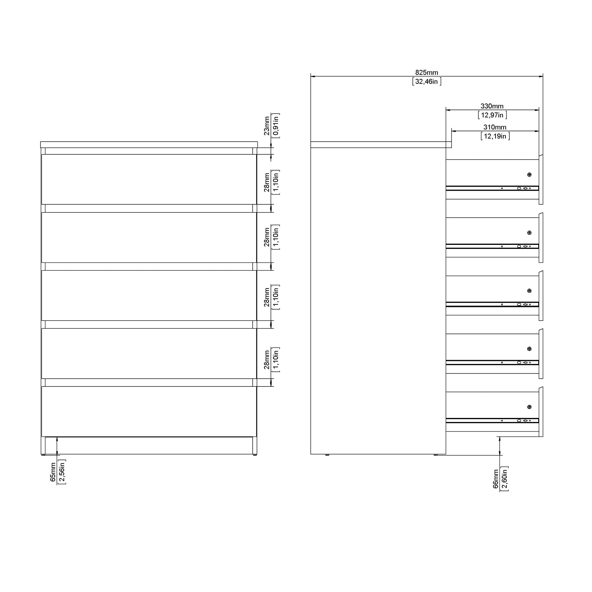 TORV | קומודה ממלמין, עם 5 מגירות