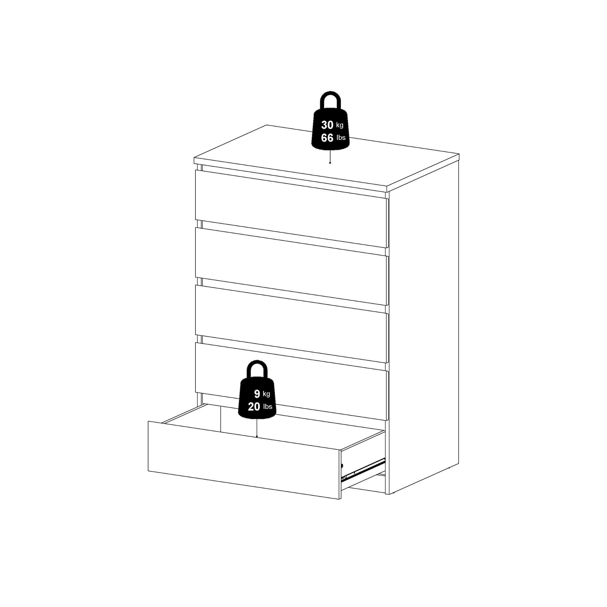 TORV | קומודה ממלמין, עם 5 מגירות