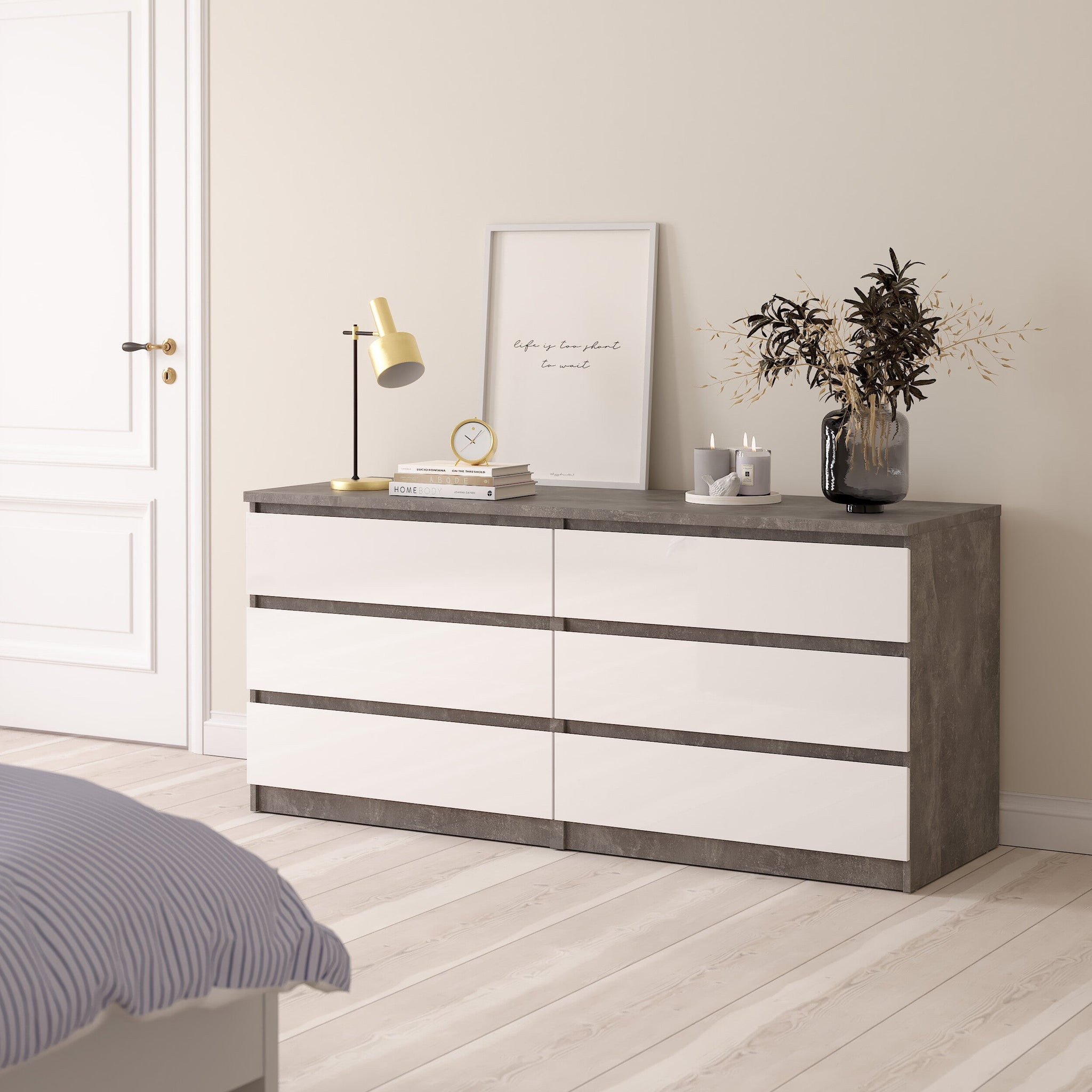 ROMID | שידת אחסון ממלמין, עם 6 מגירות