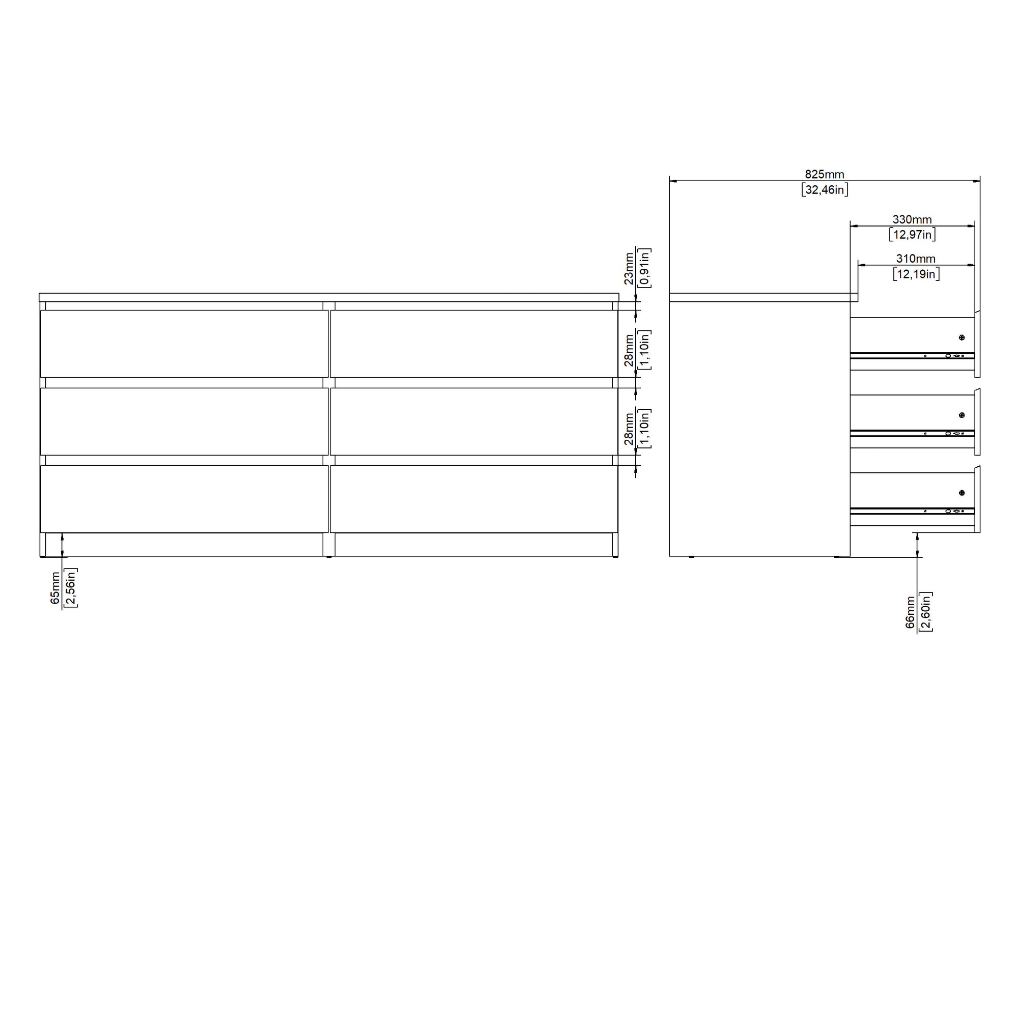 ROMID | שידת אחסון ממלמין, עם 6 מגירות