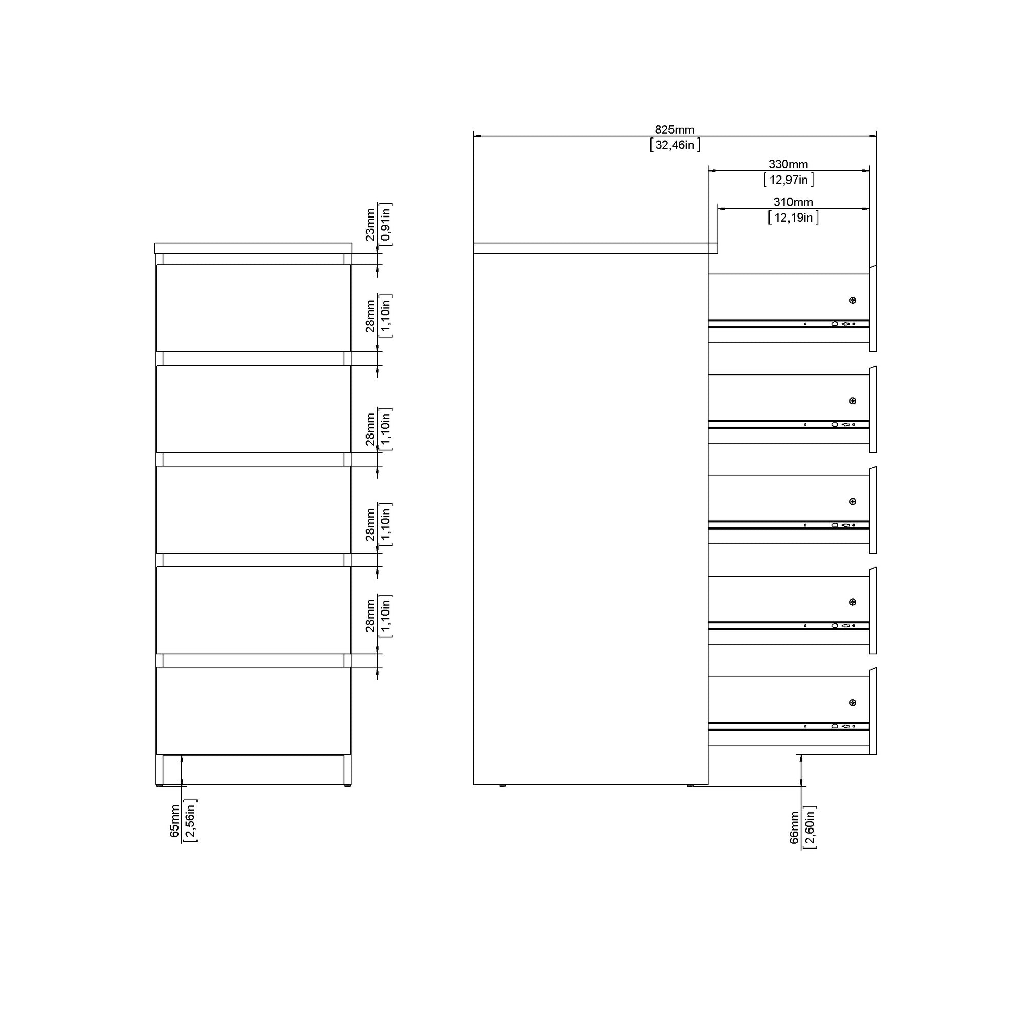 ARIVIK | שידת אחסון ממלמין, עם 5 מגירות