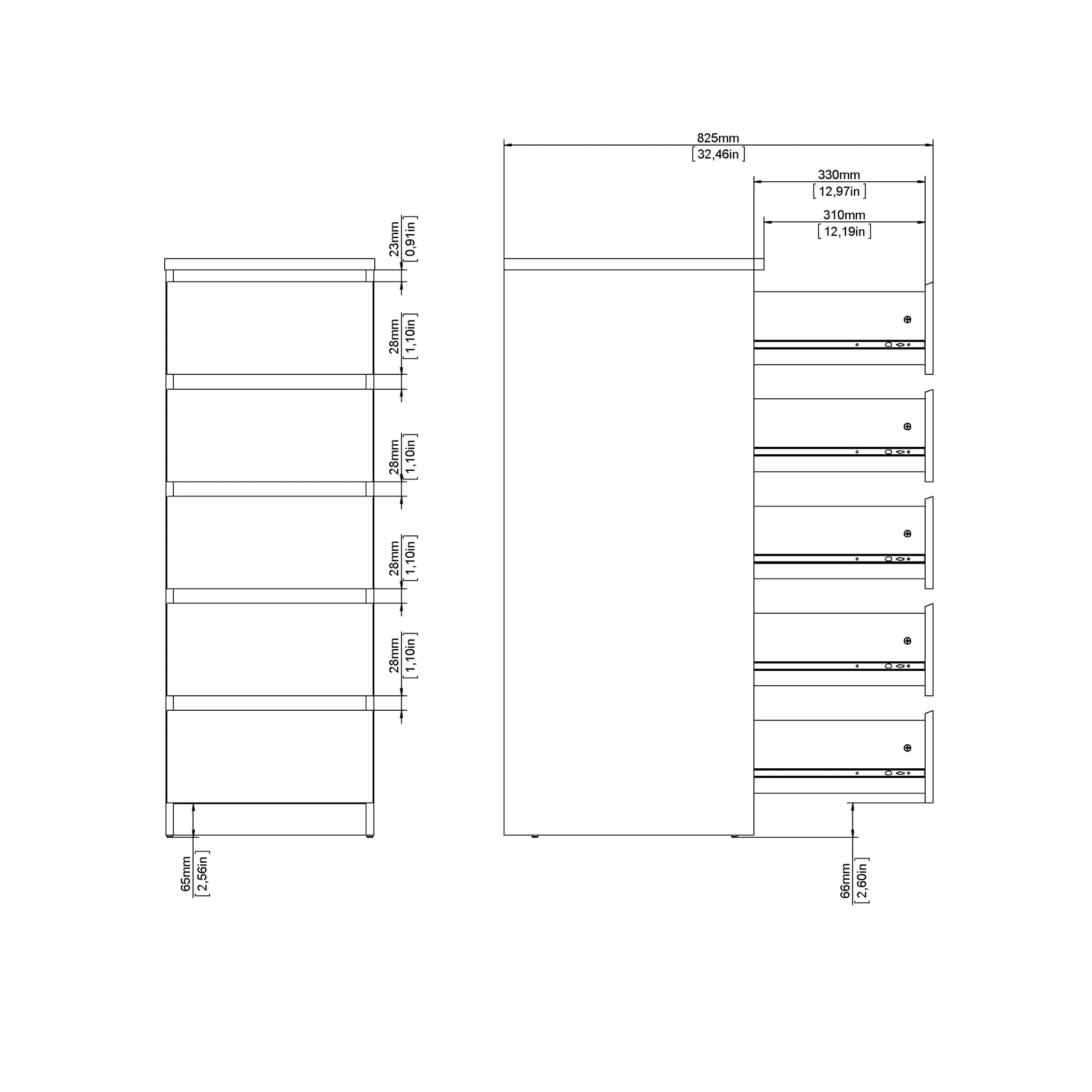 ARIVIK | שידת אחסון ממלמין, עם 5 מגירות