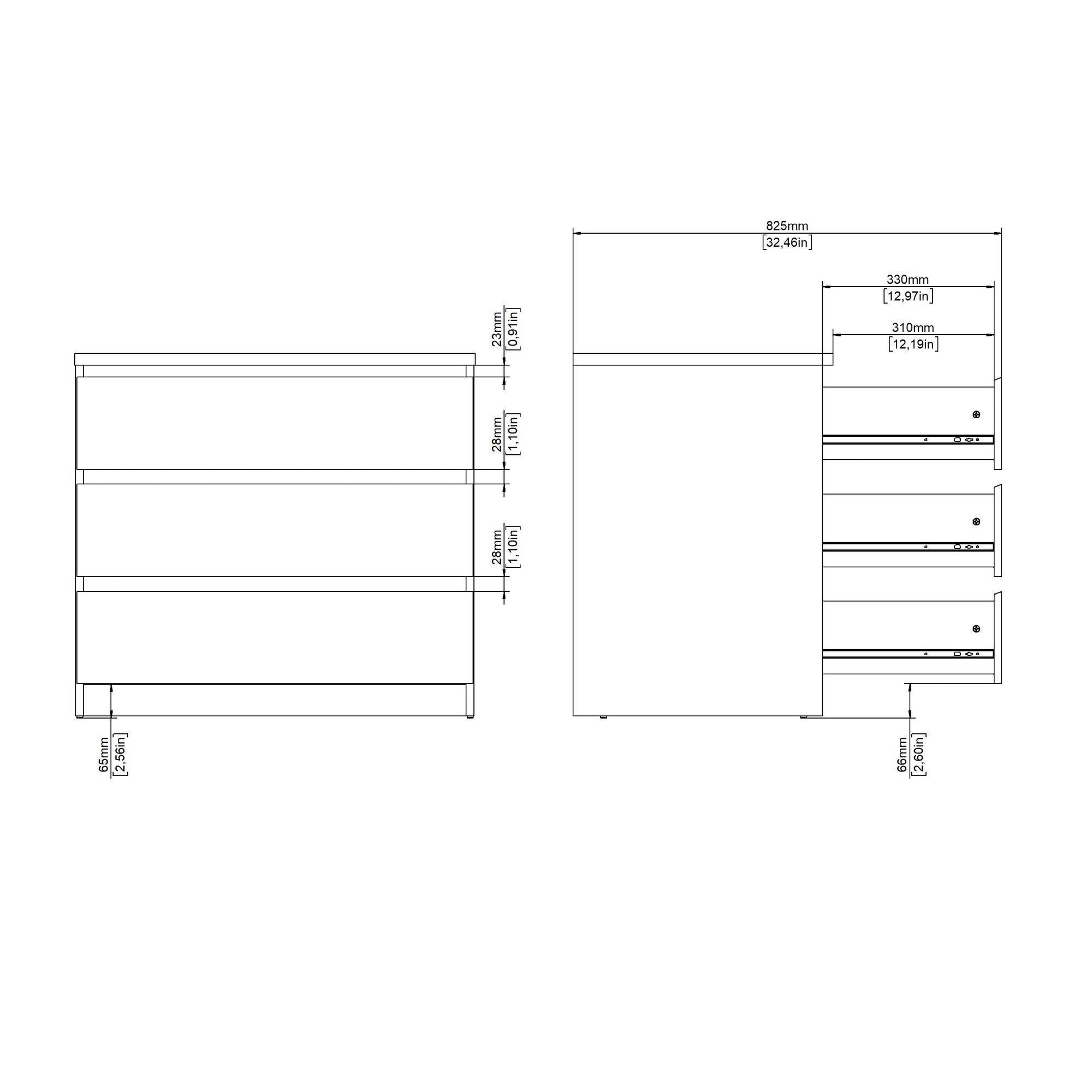 DAFIN | שידת אחסון ממלמין, עם 3 מגירות