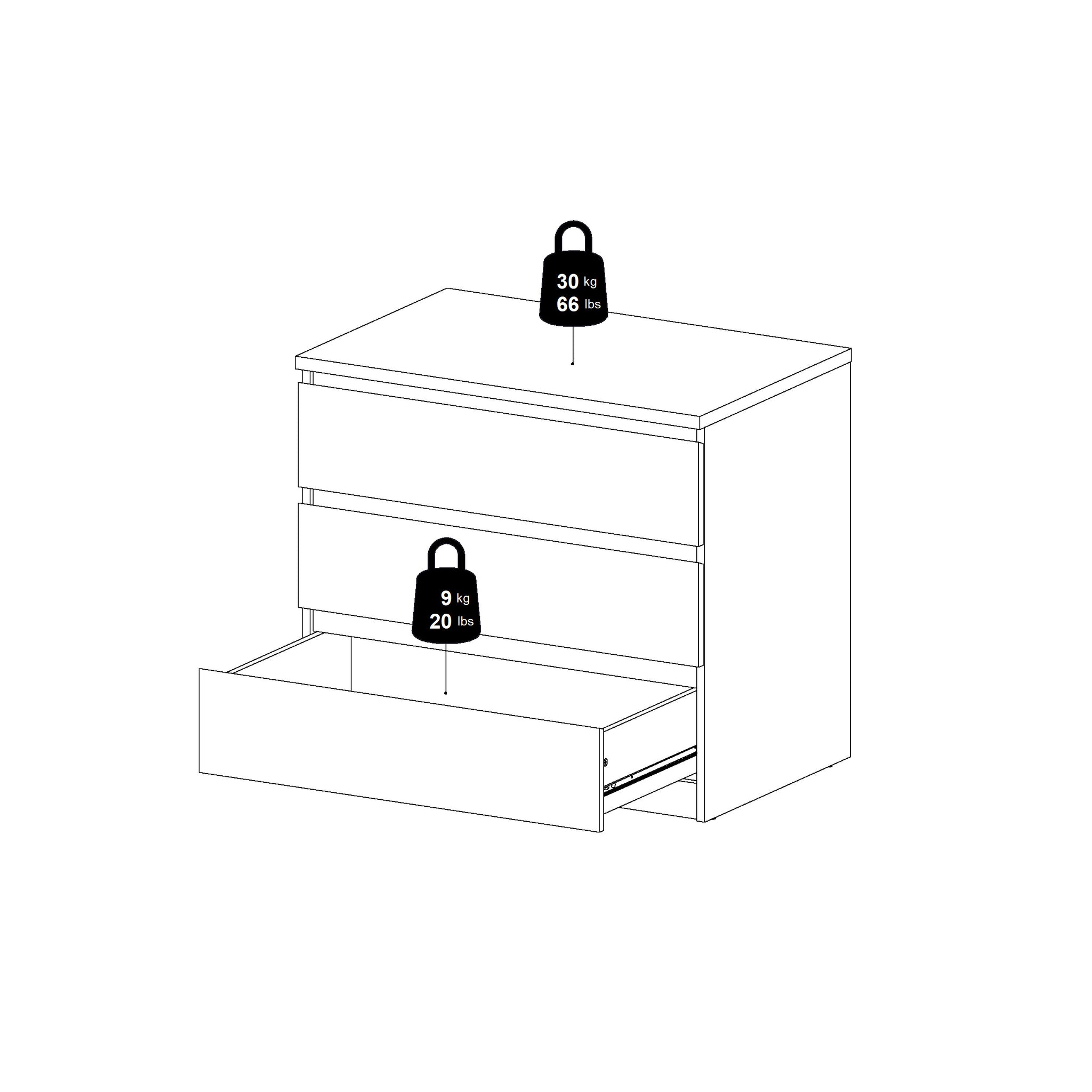 DAFIN | שידת אחסון ממלמין, עם 3 מגירות