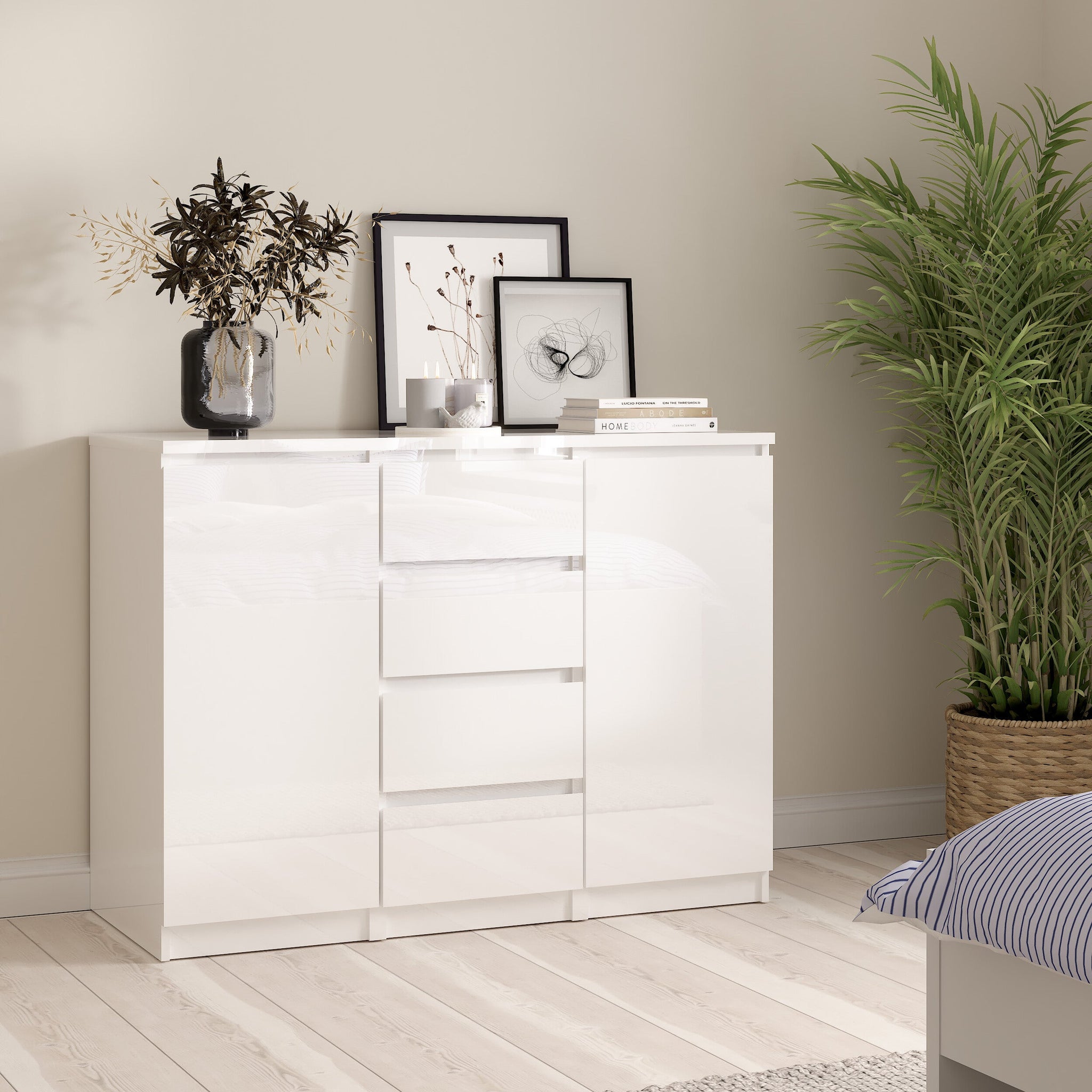 DAVIG | שידת אחסון ממלמין, עם מגירה ומדפים סגורים