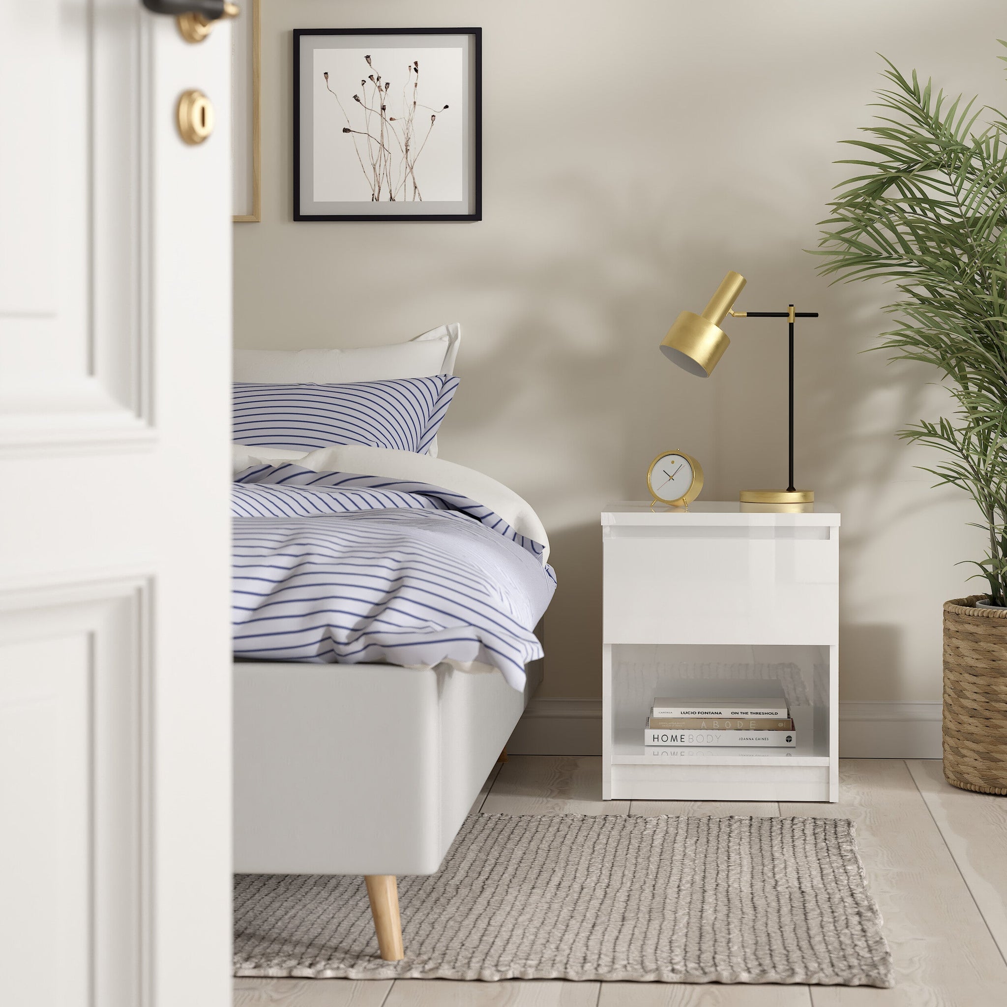 STENLEV | שידת לילה ממלמין 40/40 ס"מ, עם מגירה ומדף פתוח