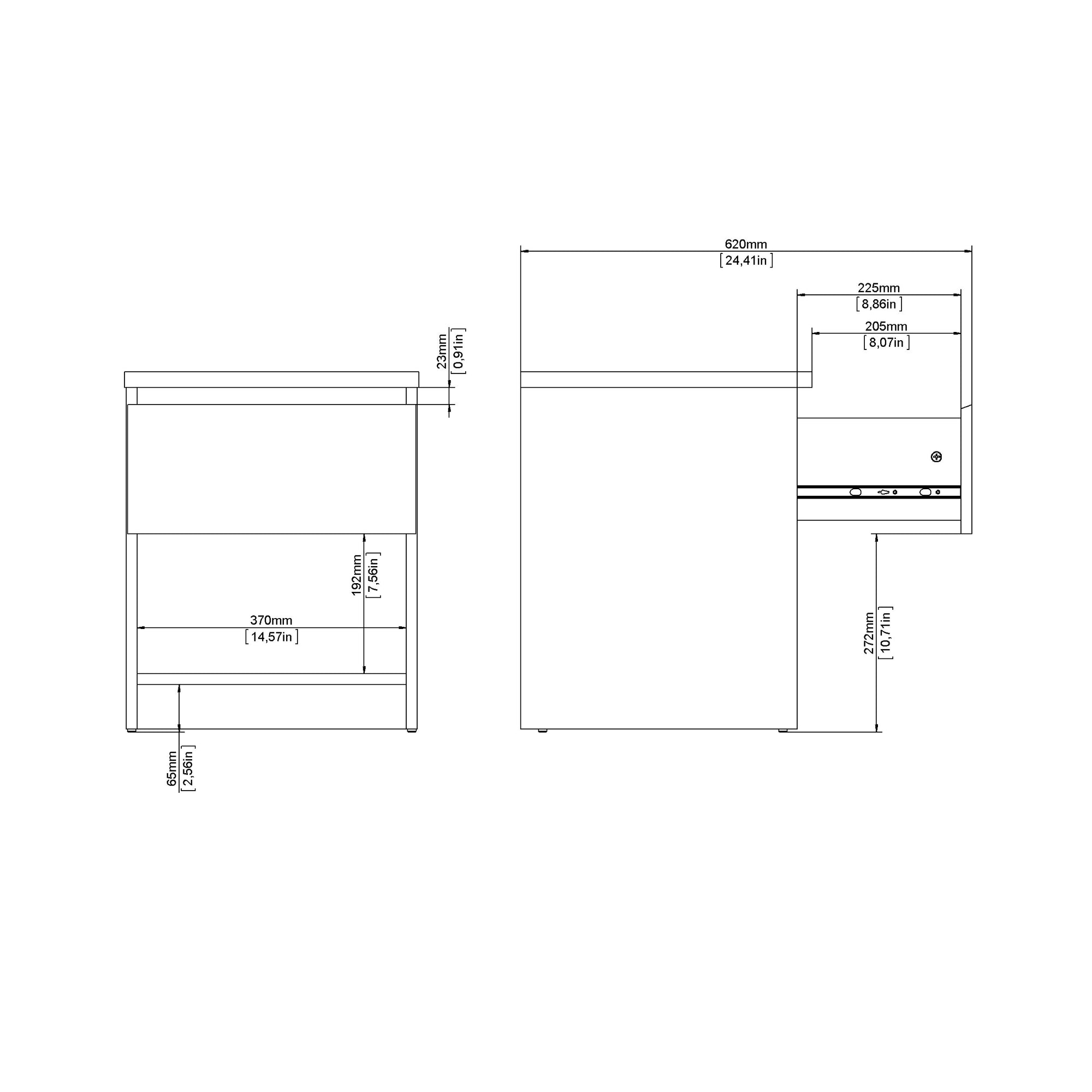 STENLEV | שידת לילה ממלמין 40/40 ס"מ, עם מגירה ומדף פתוח