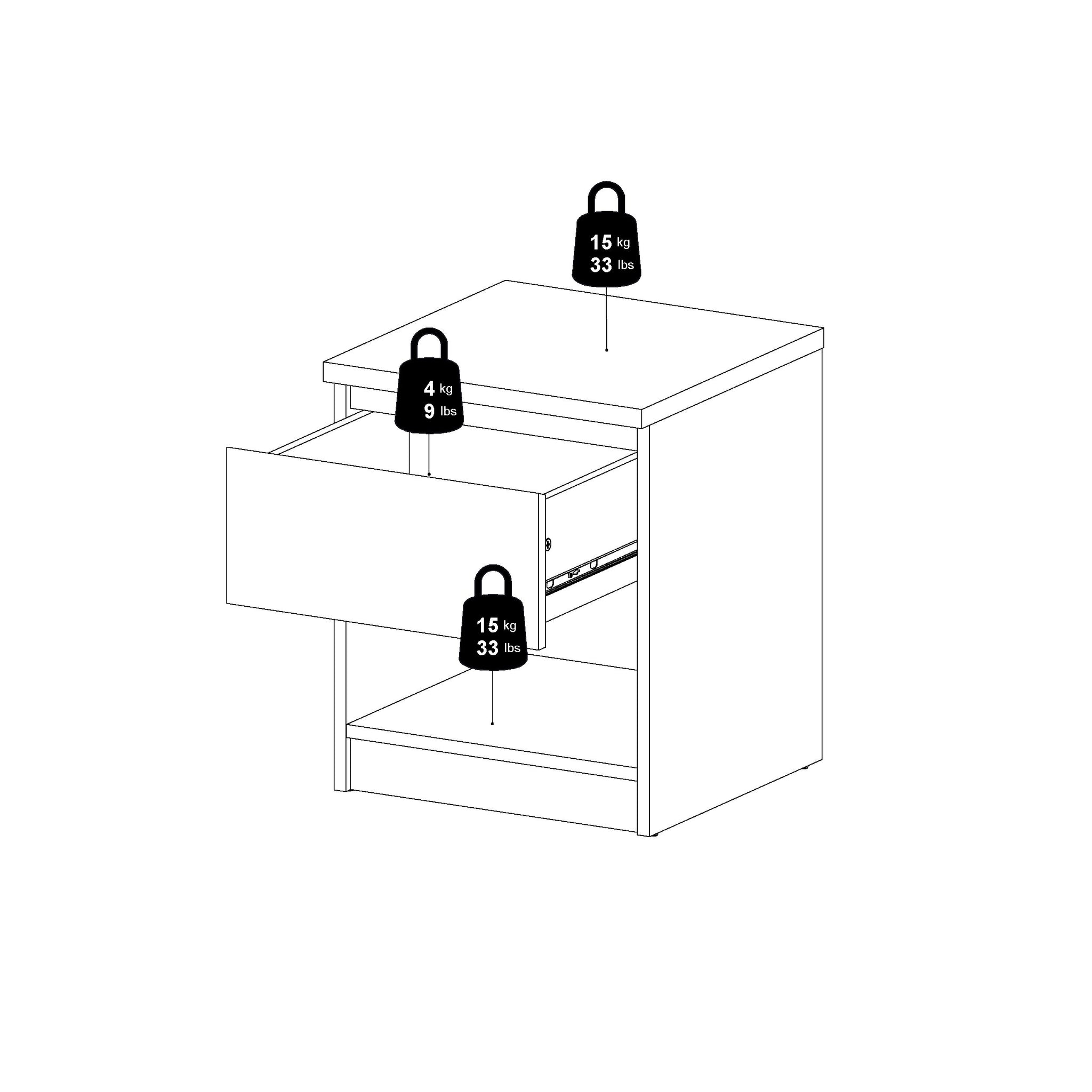STENLEV | שידת לילה ממלמין 40/40 ס"מ, עם מגירה ומדף פתוח