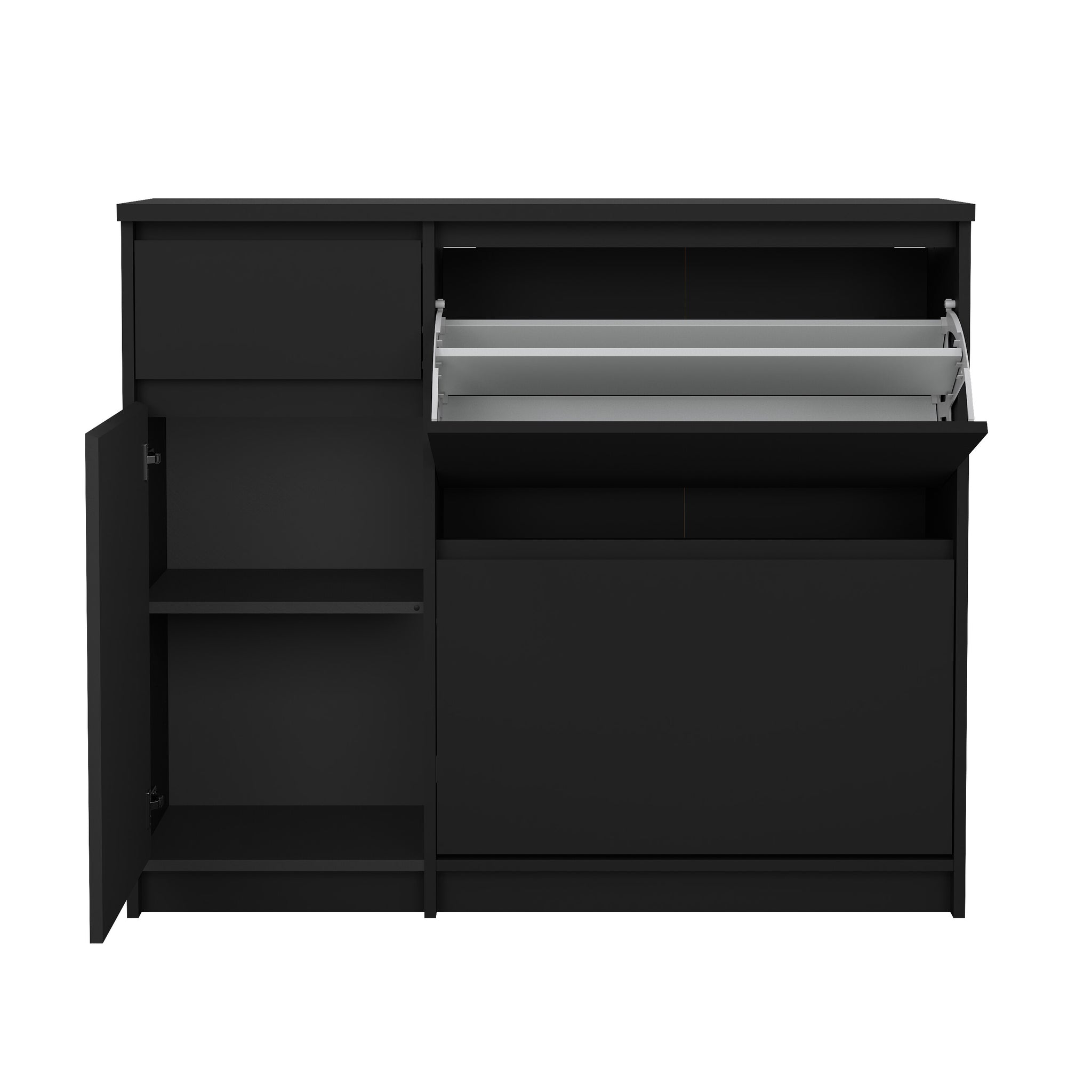 LOKES | ארון נעליים ממלמין, עם מדפים כפולים, מגירה ומדפים סגורים