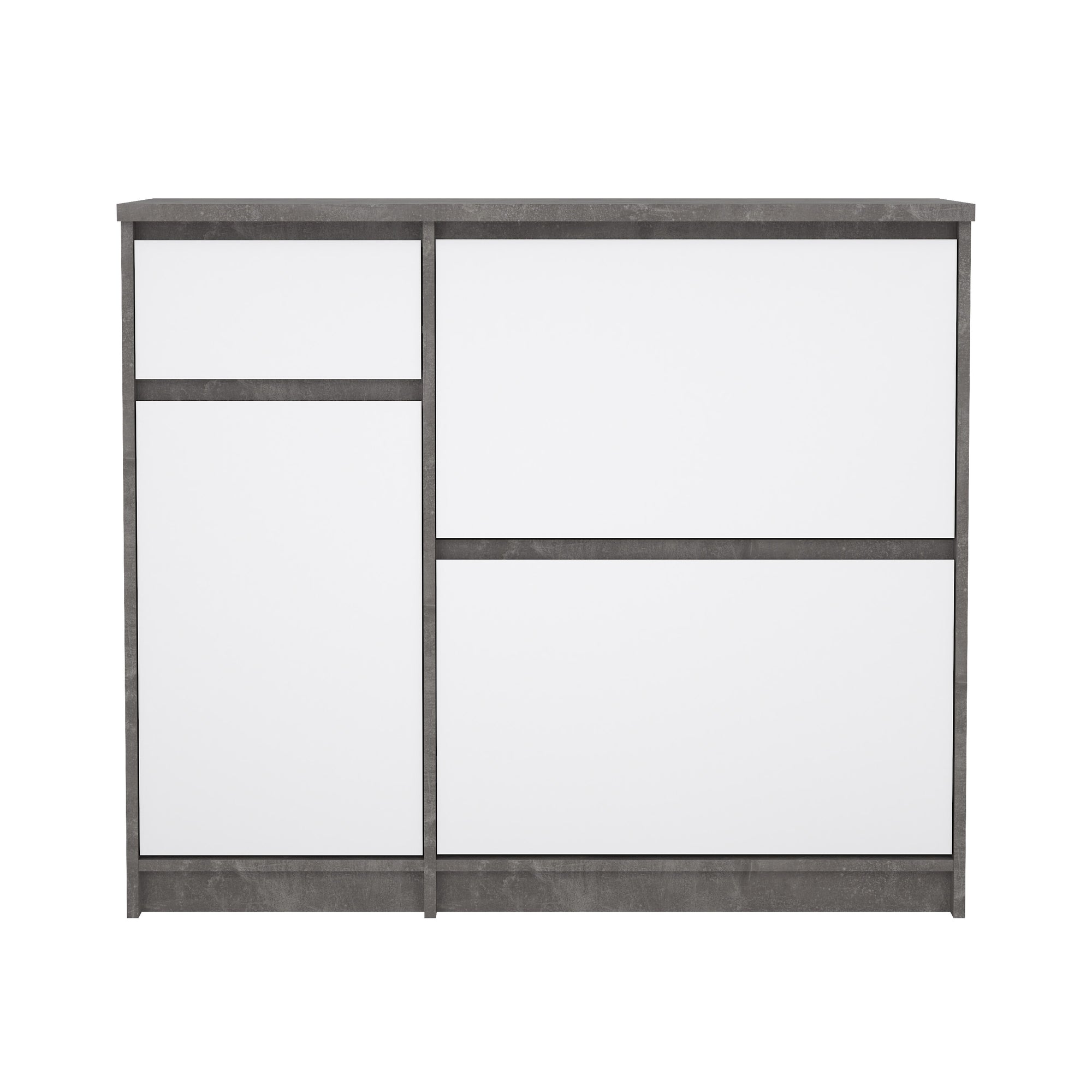 LOKES | ארון נעליים ממלמין, עם מדפים כפולים, מגירה ומדפים סגורים