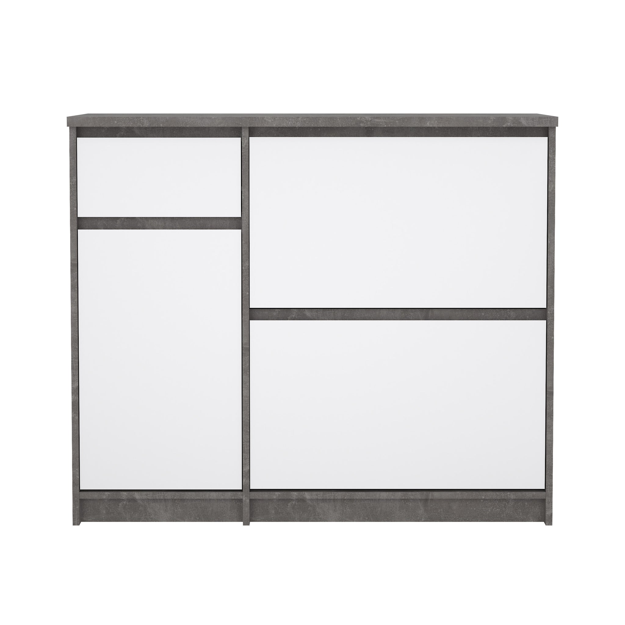 LOKES | ארון נעליים ממלמין, עם מדפים כפולים, מגירה ומדפים סגורים