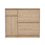 LOKES | ארון נעליים ממלמין, עם מדפים כפולים, מגירה ומדפים סגורים