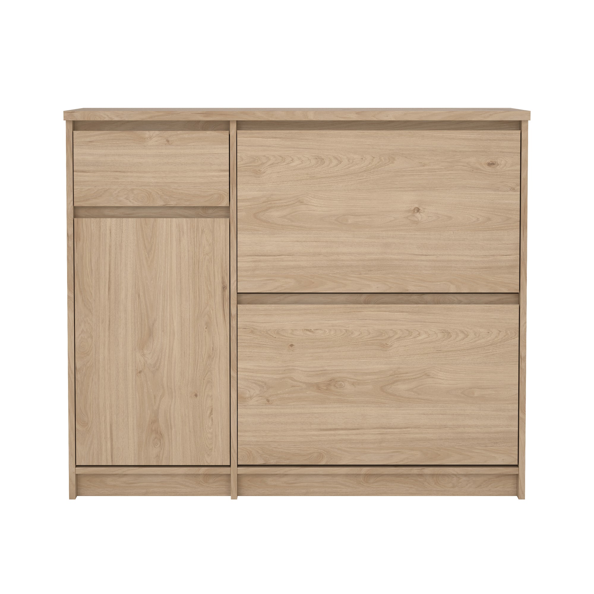 LOKES | ארון נעליים ממלמין, עם מדפים כפולים, מגירה ומדפים סגורים