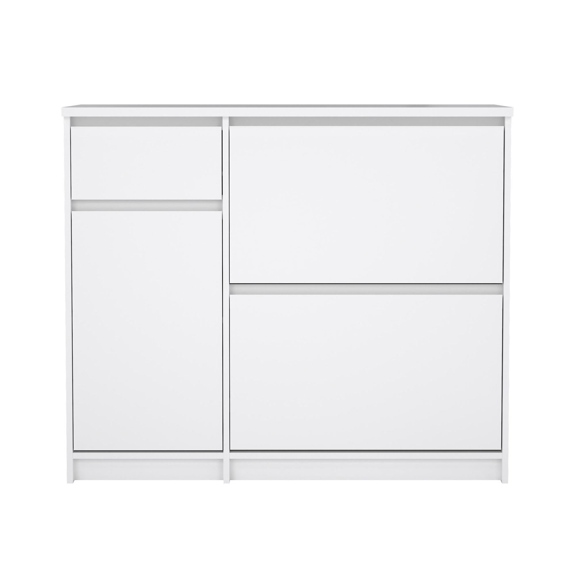 LOKES | ארון נעליים ממלמין, עם מדפים כפולים, מגירה ומדפים סגורים