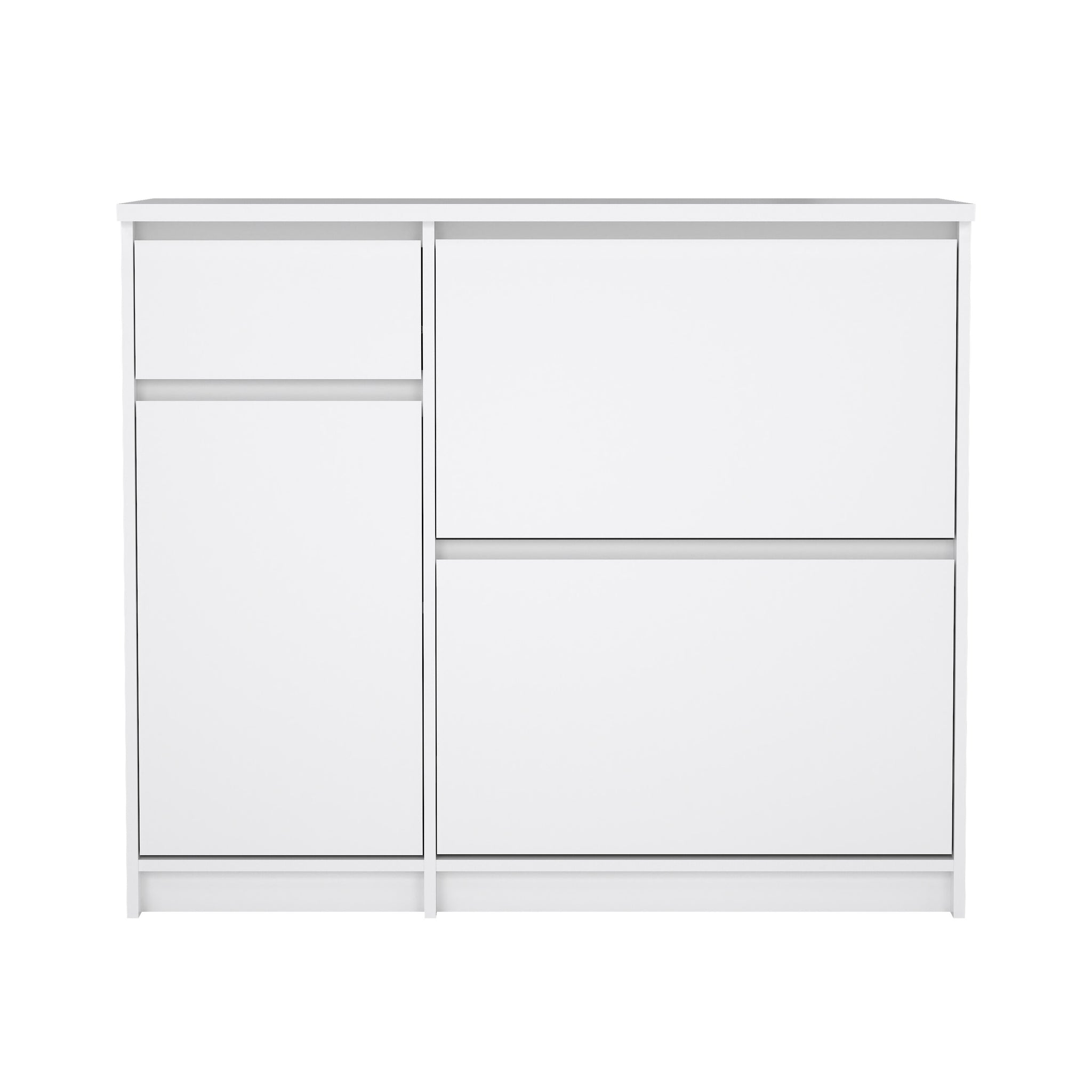 LOKES | ארון נעליים ממלמין, עם מדפים כפולים, מגירה ומדפים סגורים