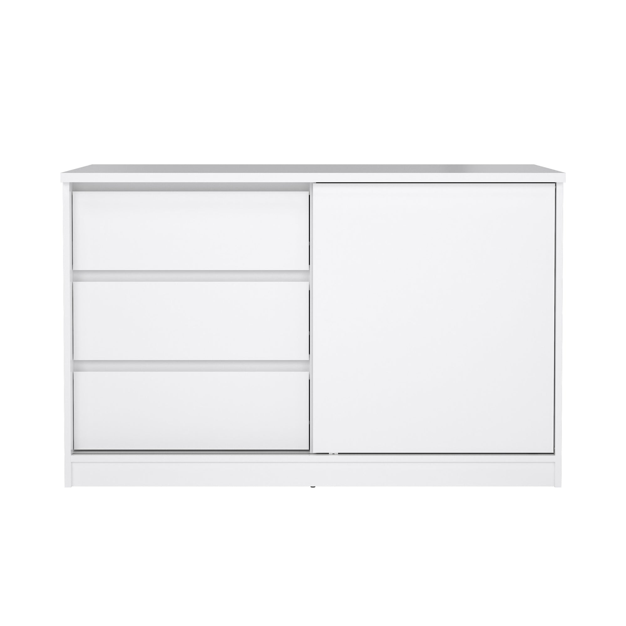 RIKES | שידת אחסון ממלמין, עם 3 מגירות ומדפים סגורים