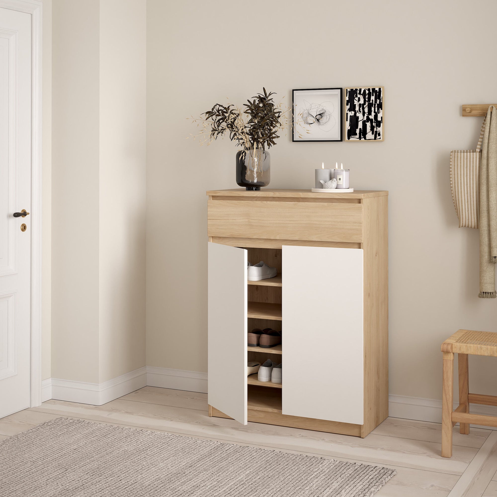 GORMI | ארון נעליים ממלמין, עם מדפים ומגירה