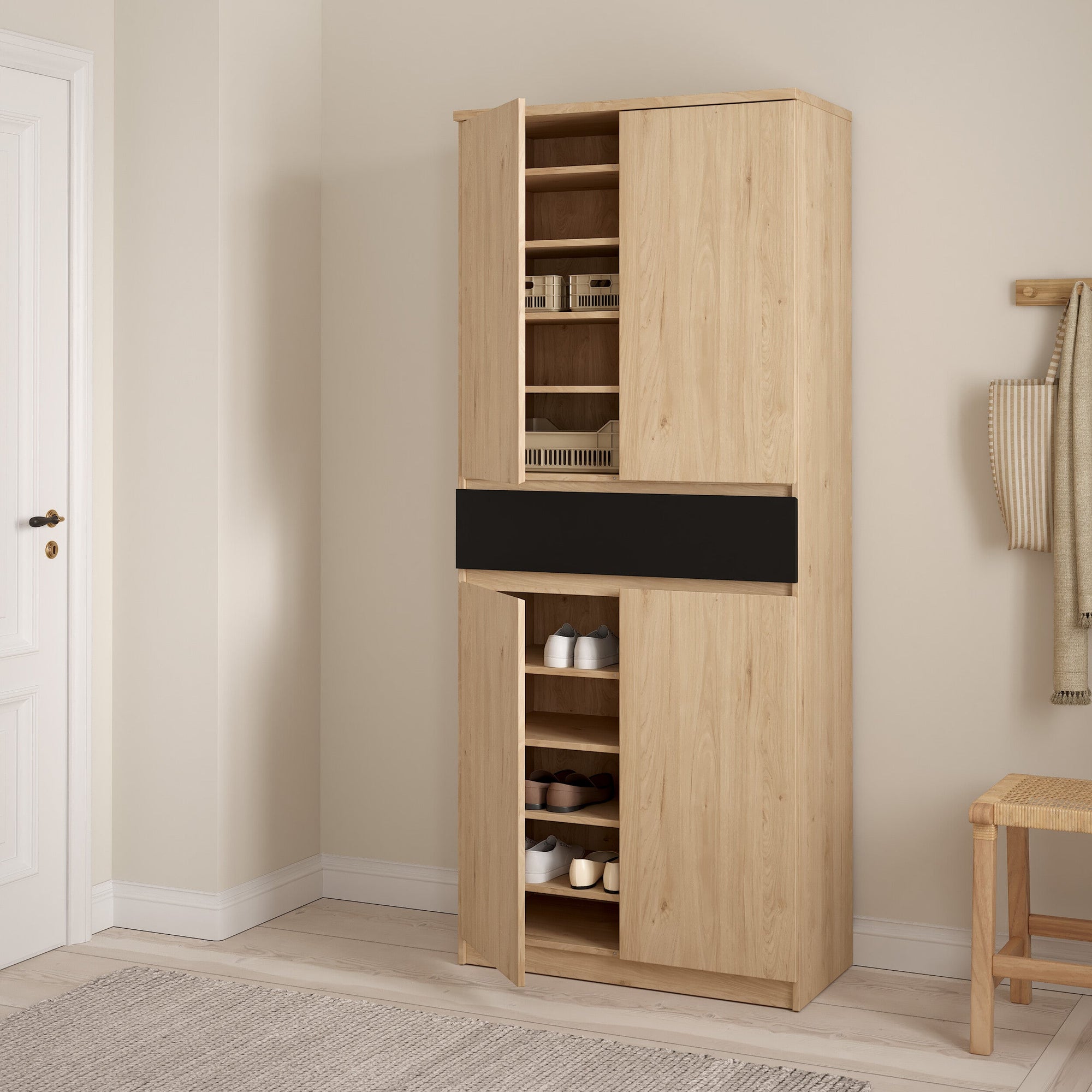 BLOMVOL | ארון נעליים ממלמין, עם מדפים ומגירה