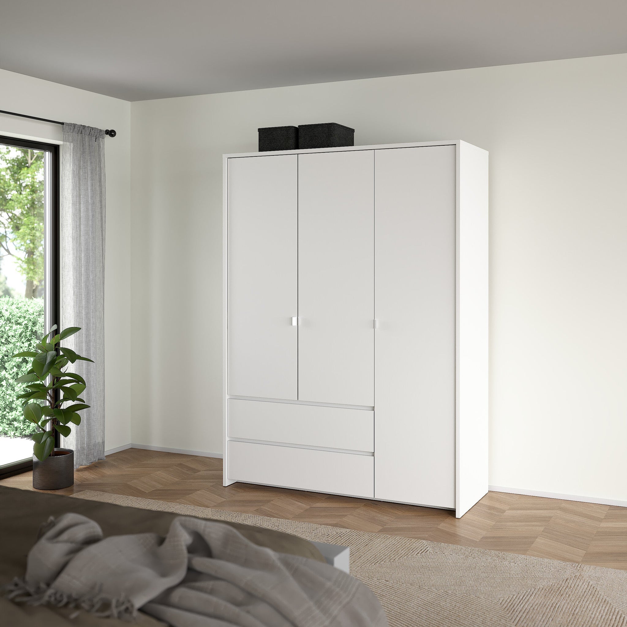 KNUTO | ארון פתיחה 3 דלתות ו-2 מגירות, בחיפוי מלמין