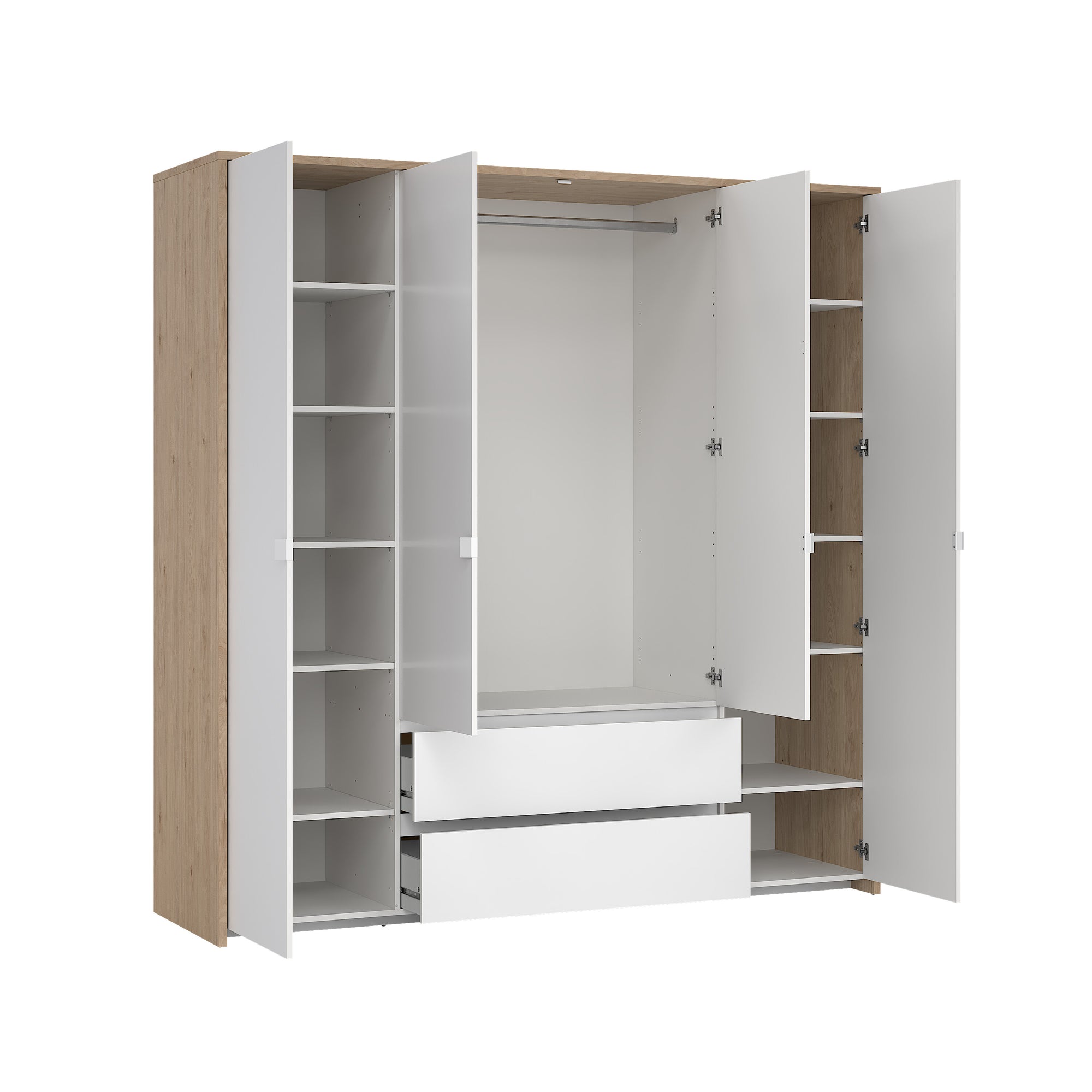 LEIFBAL | ארון פתיחה 4 דלתות ו-2 מגירות, בחיפוי מלמין